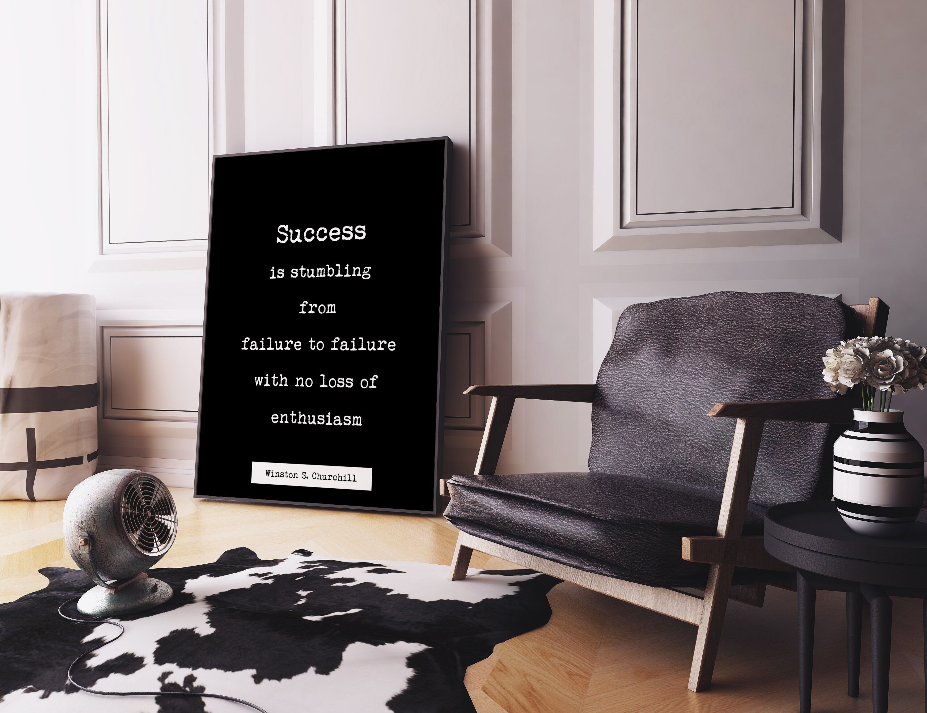 Winston Churchill Quote Print, Success Is Stumbling From Failure To Failure Life Quote Modern Minimalist Art Inspirational