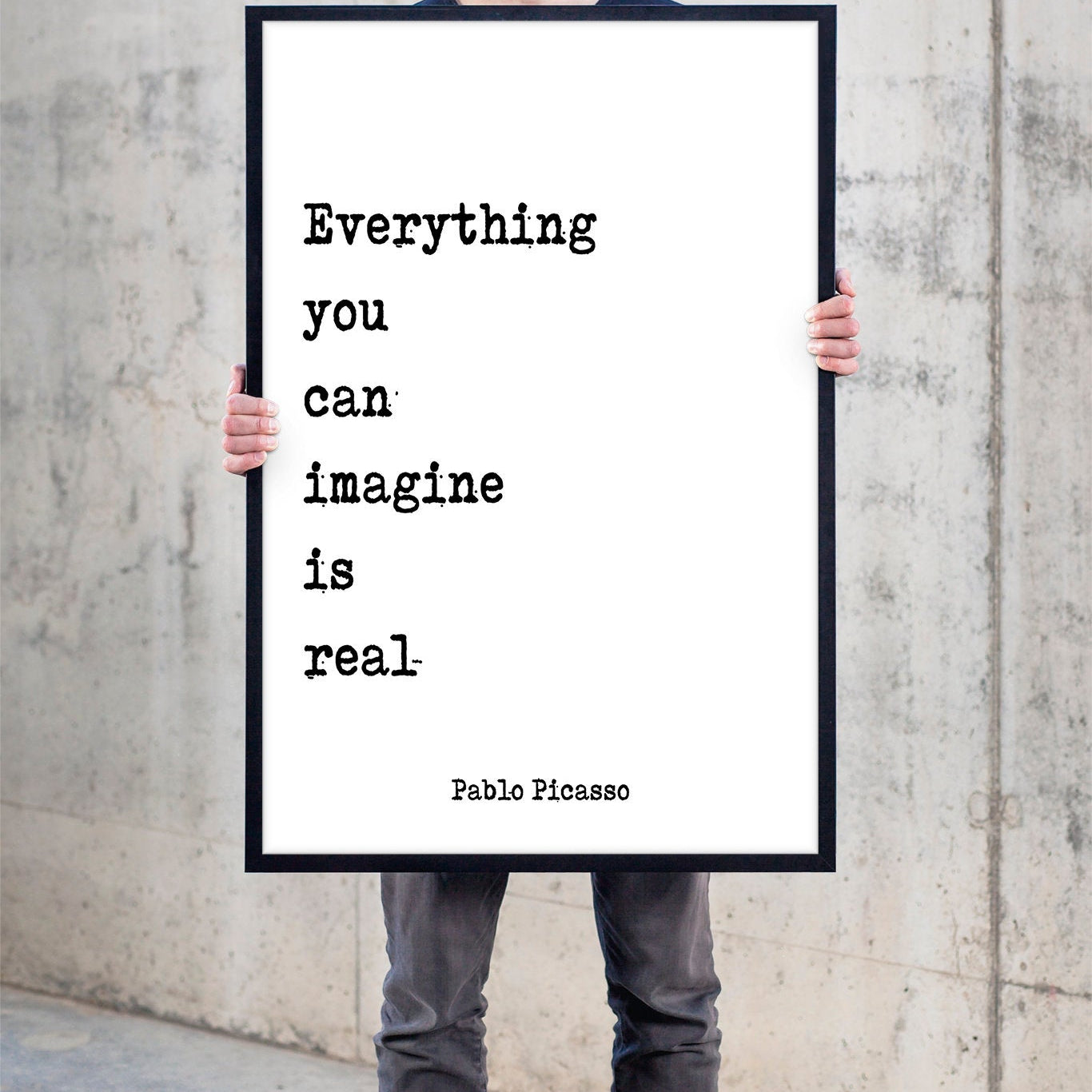 Pablo Picasso Quote Print, Everything you can imagine is real, black and white print, home decor Unframed - BookQuoteDecor