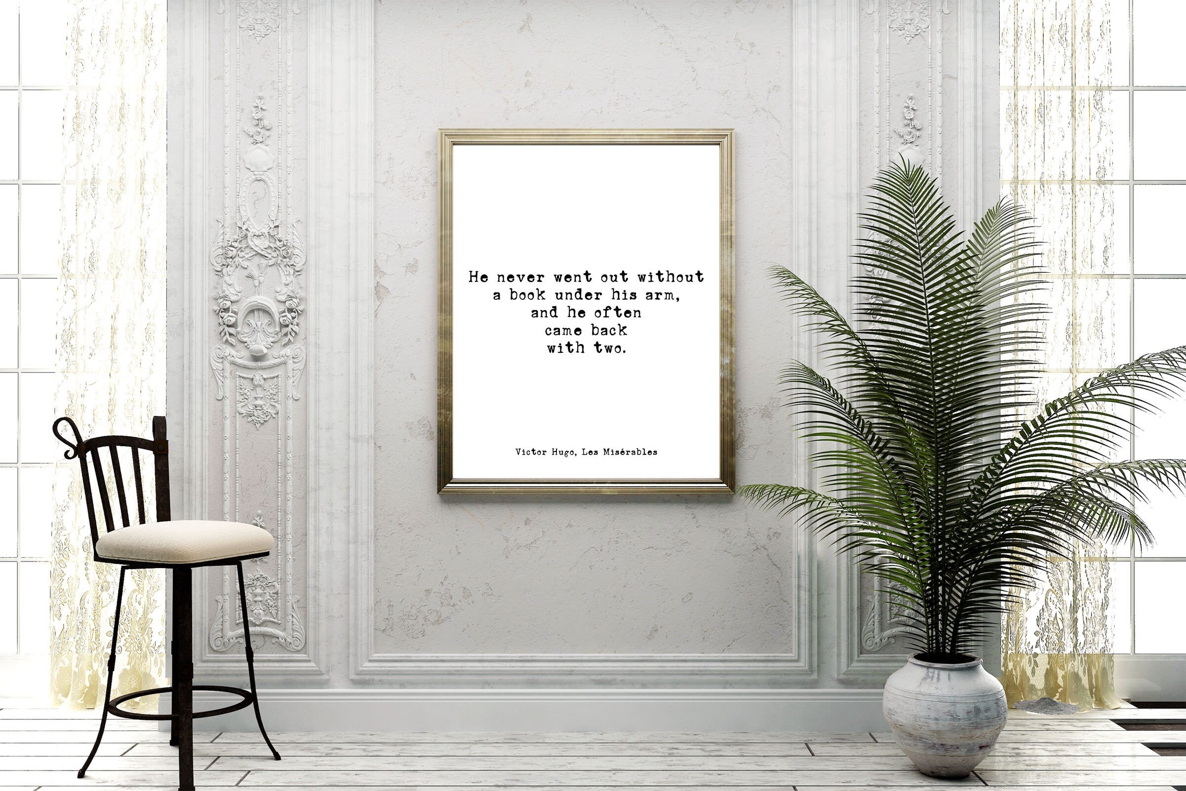 Literary Gifts Les Miserables Victor Hugo Quote Print in Black & White, Minimalist Wall Art Book Lover Gift