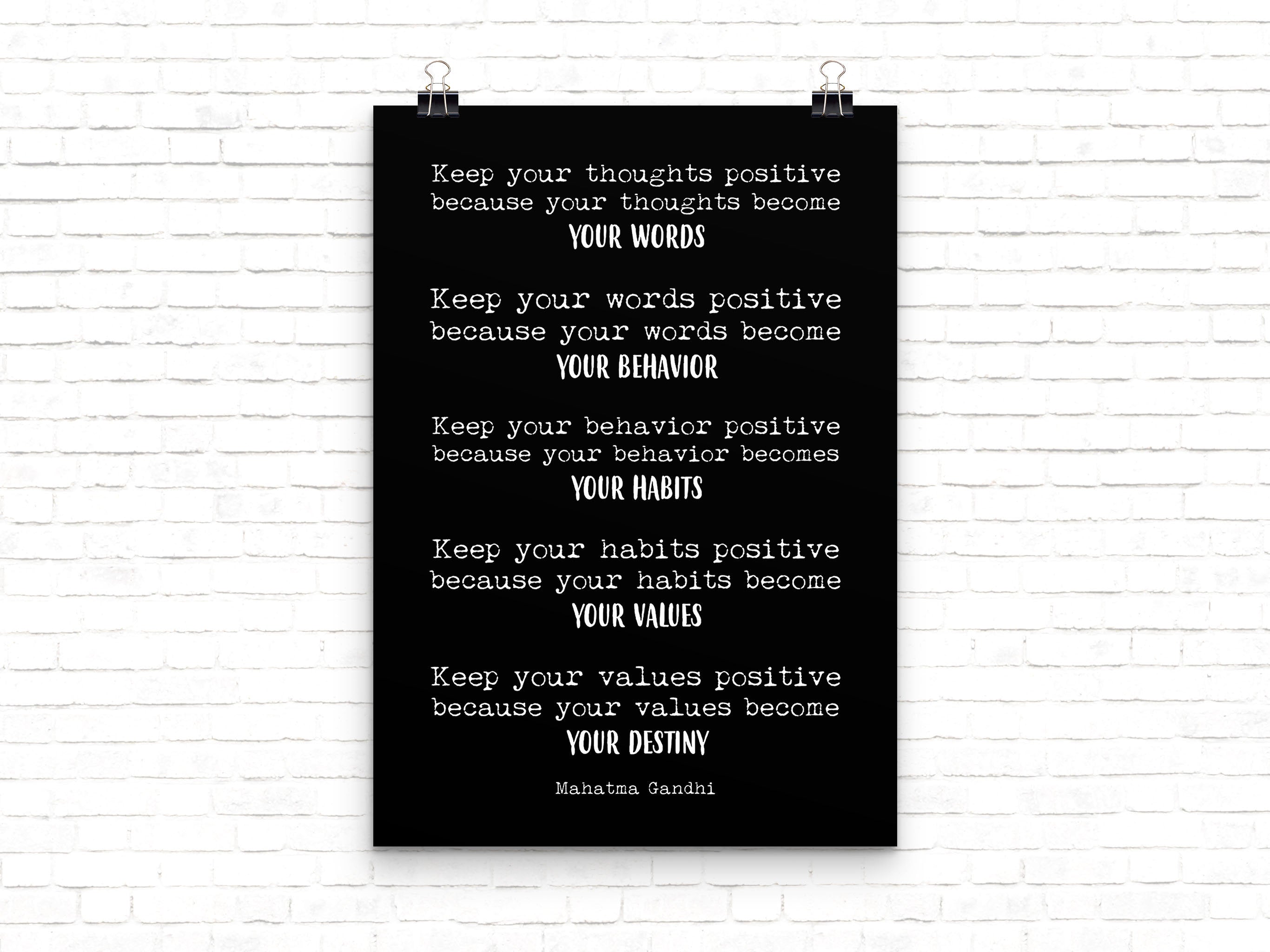 Keep Positive Gandhi Print - BookQuoteDecor