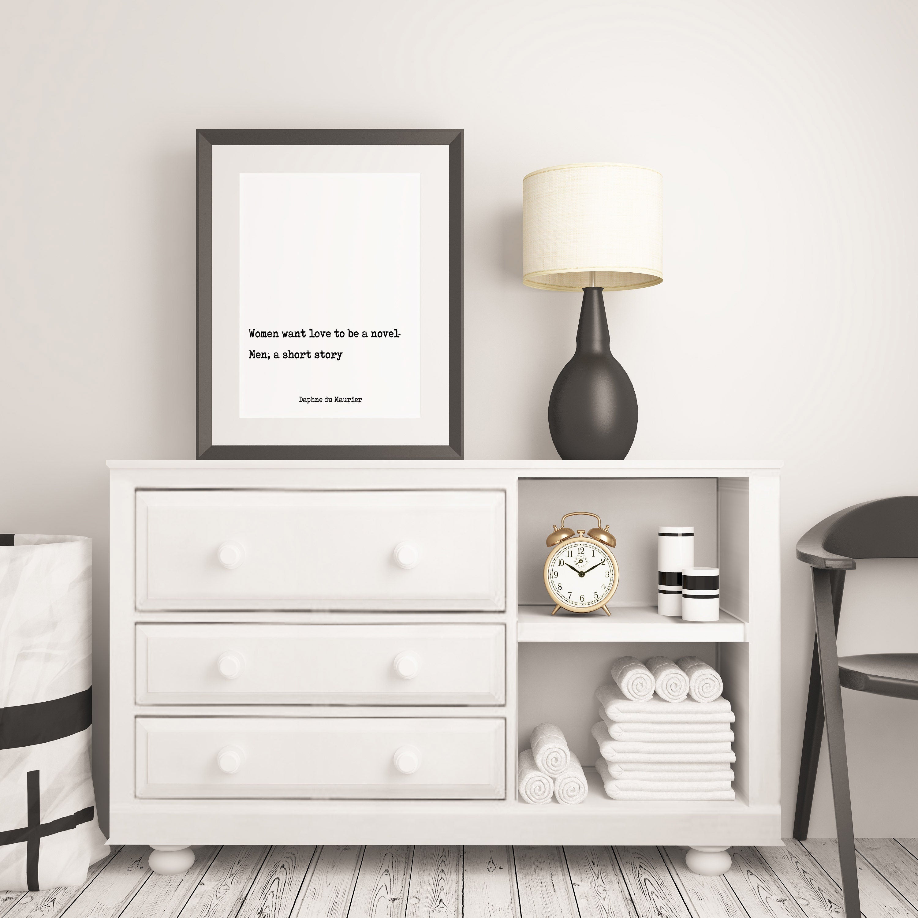 Daphne du Maurier Quote Print, Women want love to be a novel. Motivation Print Inspirational Poster
