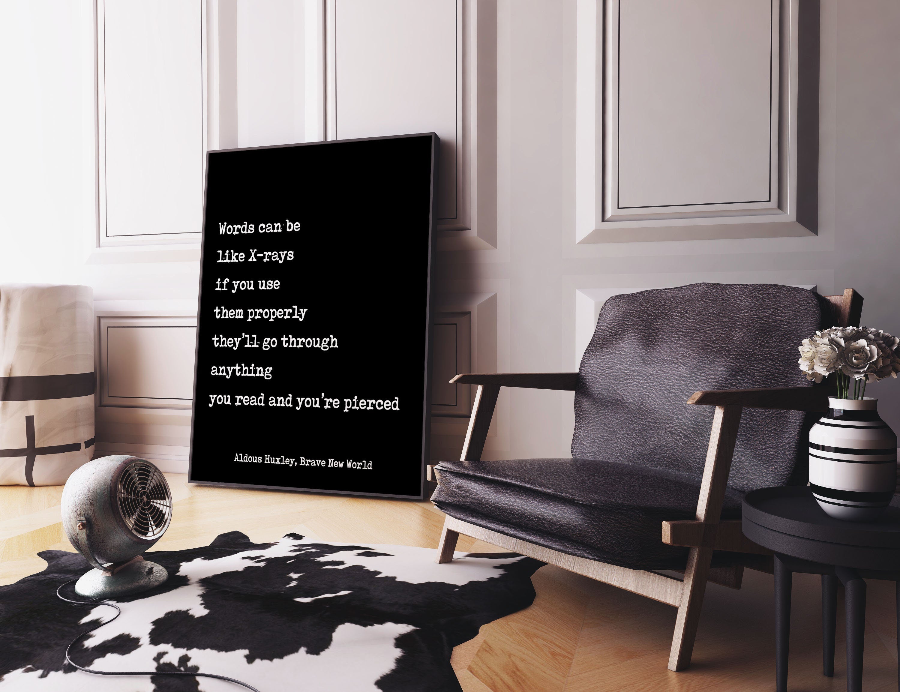 Words Can Be Like X-Rays Brave New World Aldous Huxley Quote Print, Modern Minimalist Art Scandinavian Style Print in Black & White Unframed