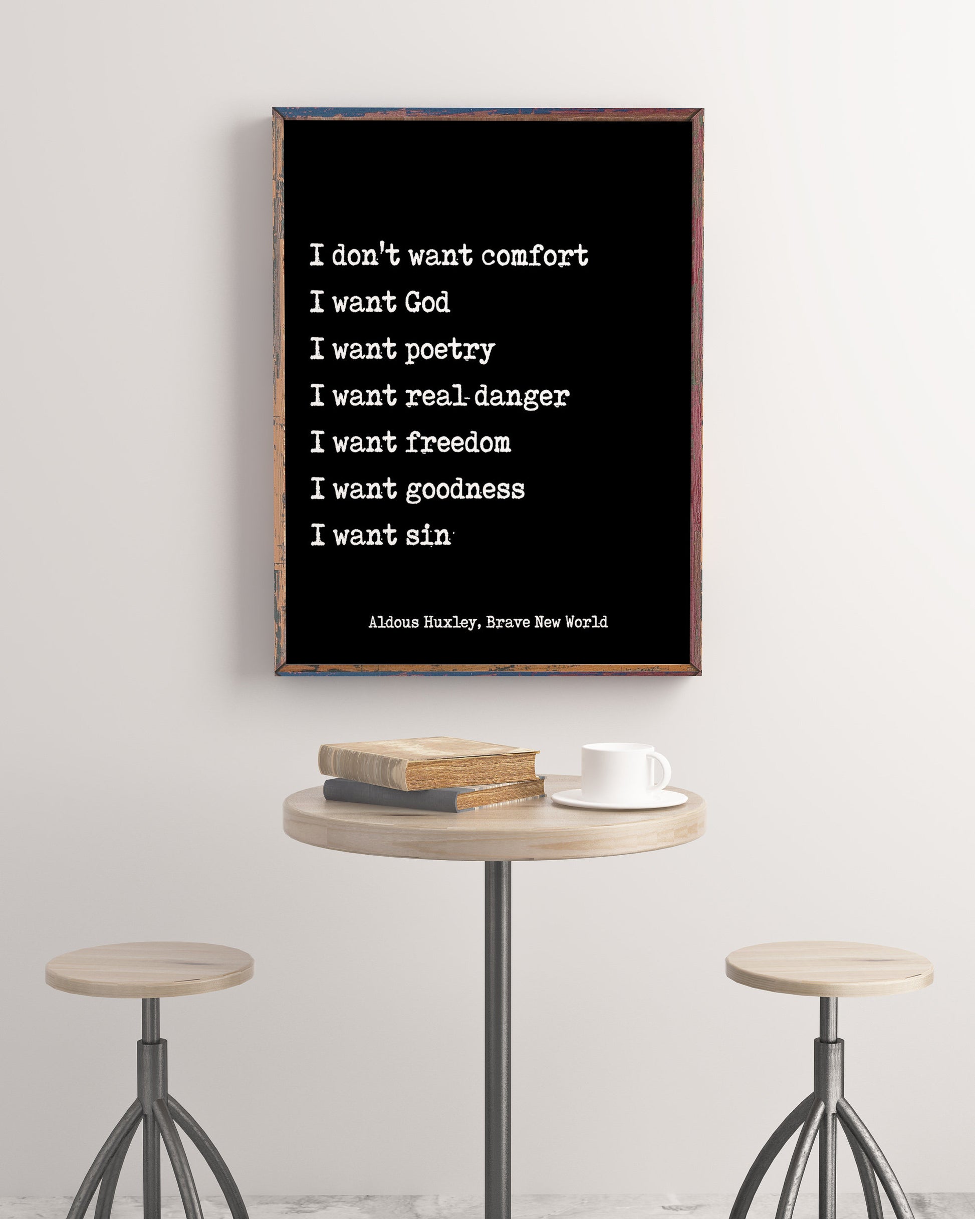 Aldous Huxley, Brave New World Quote Print - BookQuoteDecor