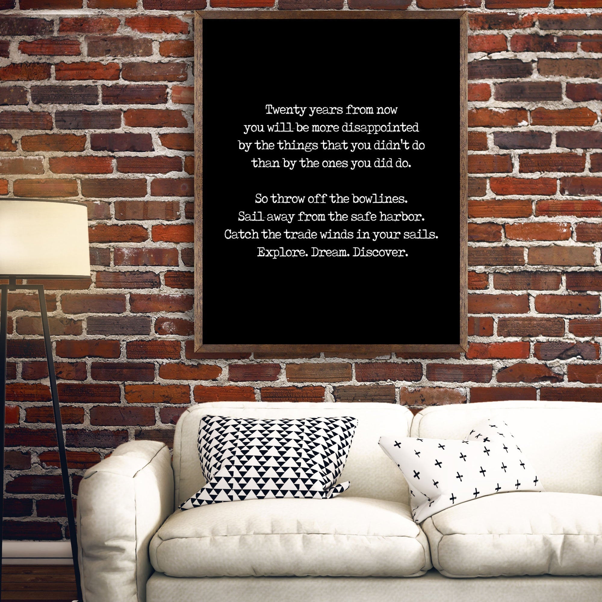 Twenty Years From Now Travel Decor Inspirational Quote Print, Explore Dream Discover Mark Twain Unframed Print - BookQuoteDecor