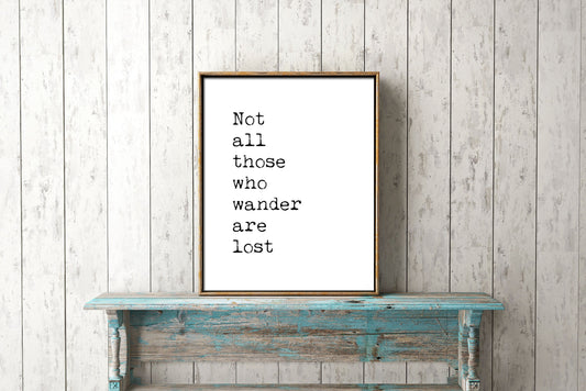 Travel Quote Not All Who Wander Wall Art, Wanderlust Print, Travel Gift with Inspirational Quote, Motivational Poster Unframed - BookQuoteDecor