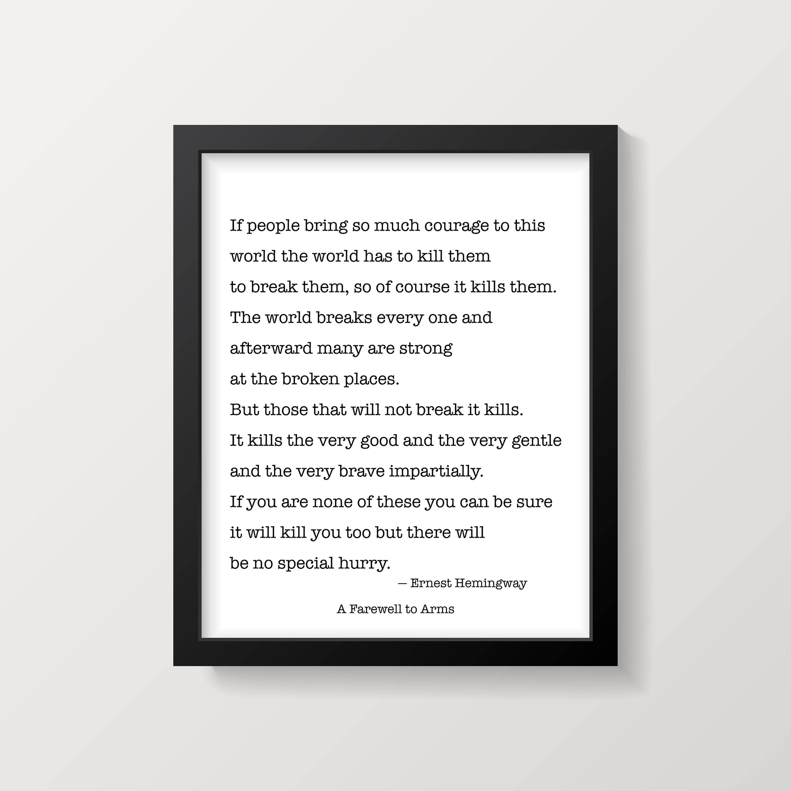 Ernest Hemingway A Farewell to Arms Print - BookQuoteDecor