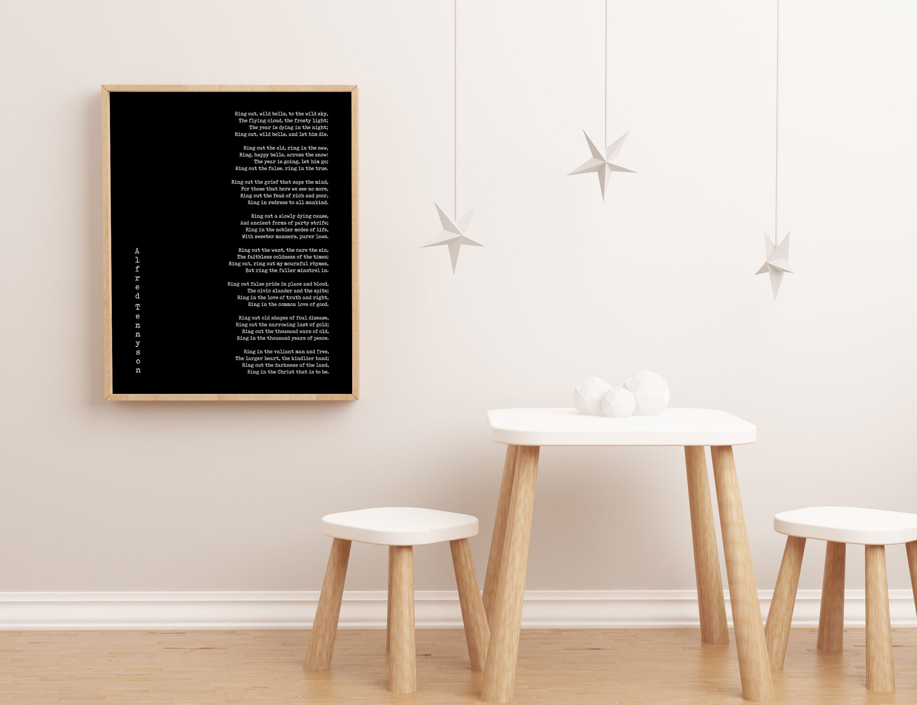 Tennyson Poetry Wall Art, Ring Out Wild Bells Poem Poster, NYE Literary Gift Print, New Year Poetry Print, Unframed - BookQuoteDecor