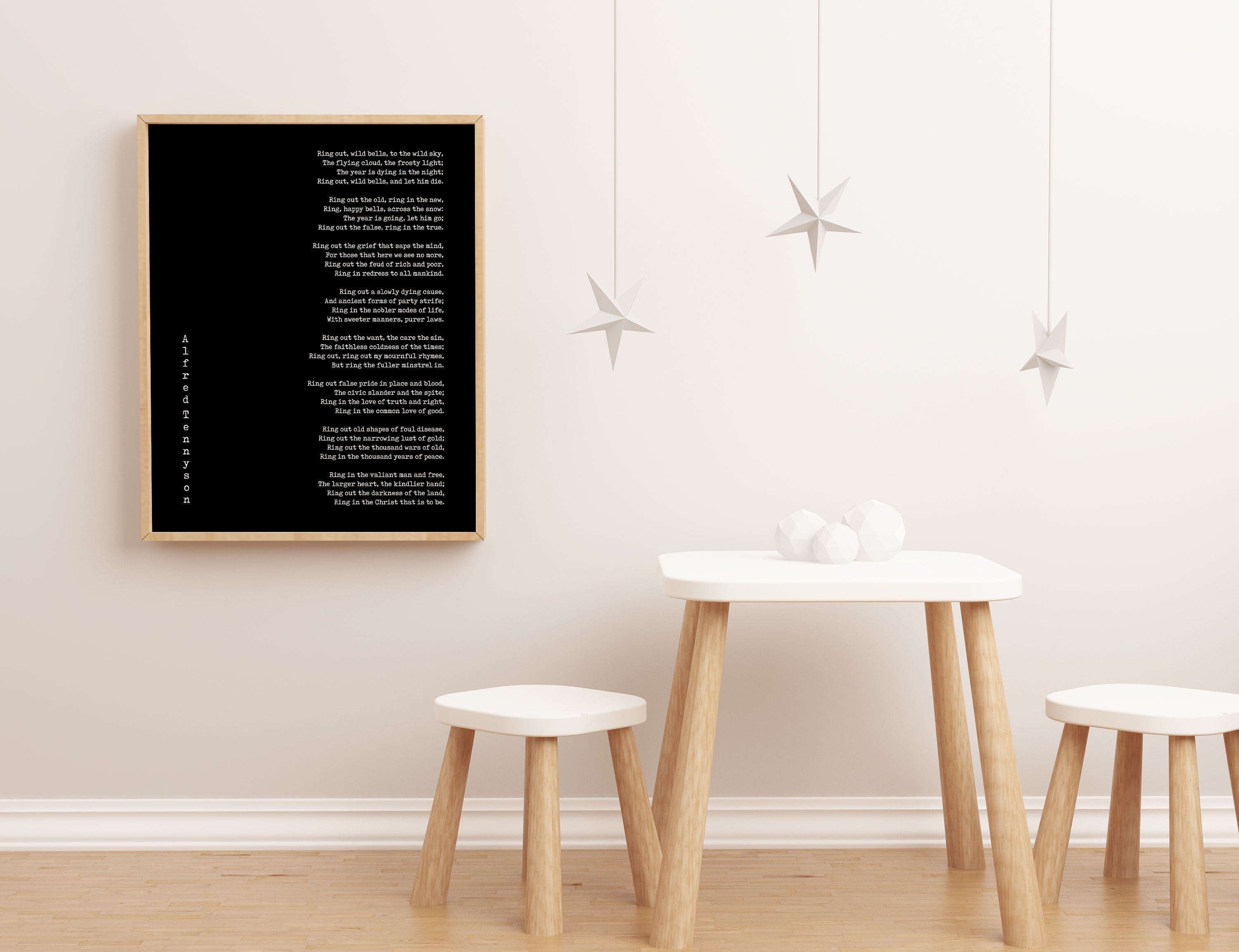 Ring Out Wild Bells Poem Tennyson Poetry Wall Art, Literary Gift Print