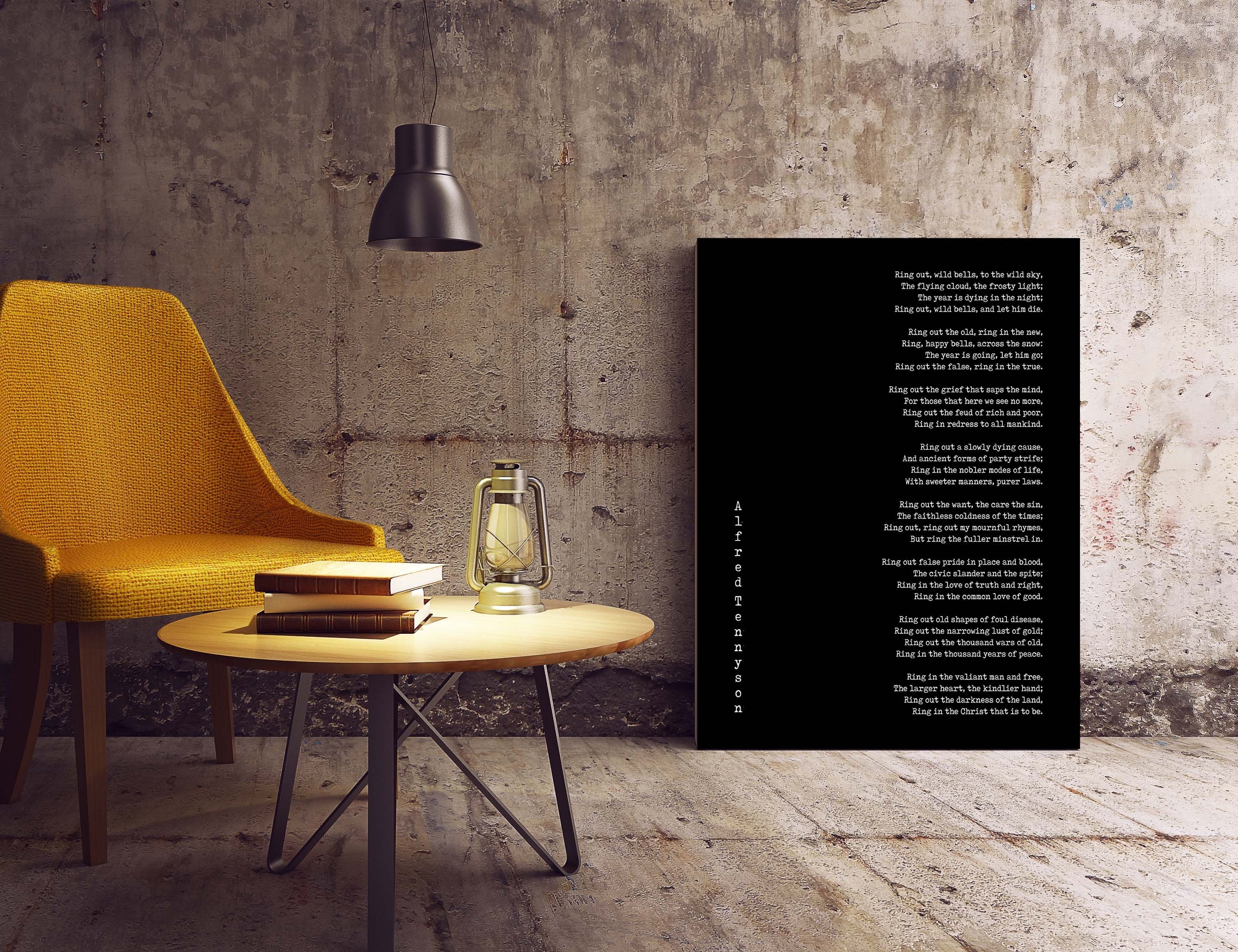 Tennyson Poetry Wall Art, Ring Out Wild Bells Poem Poster, NYE Literary Gift Print, New Year Poetry Print, Unframed - BookQuoteDecor