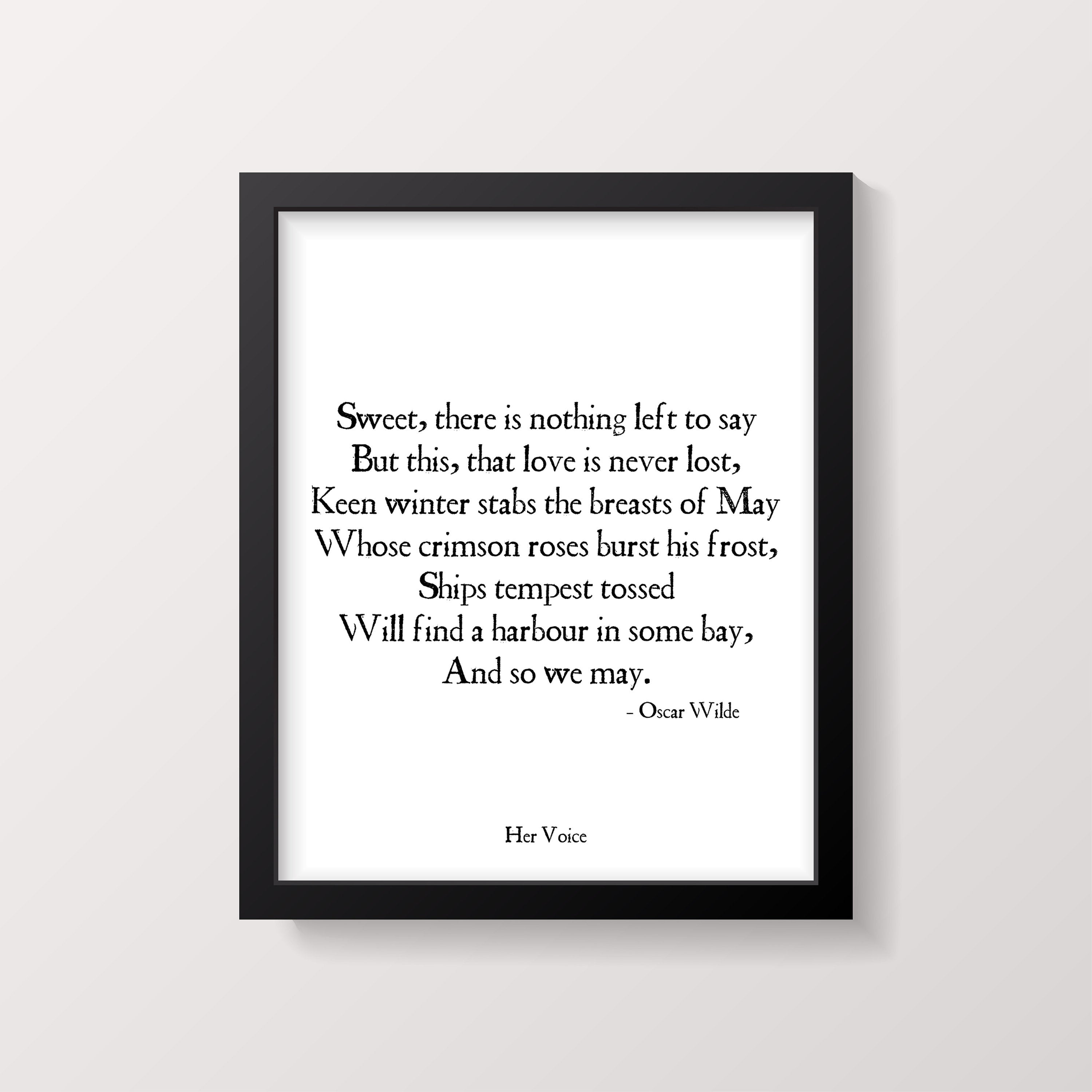 Oscar Wilde Love Quote - Her Voice, Black And White Art, Motivation Quote Inspirational Print For Home Decor, Unframed - BookQuoteDecor