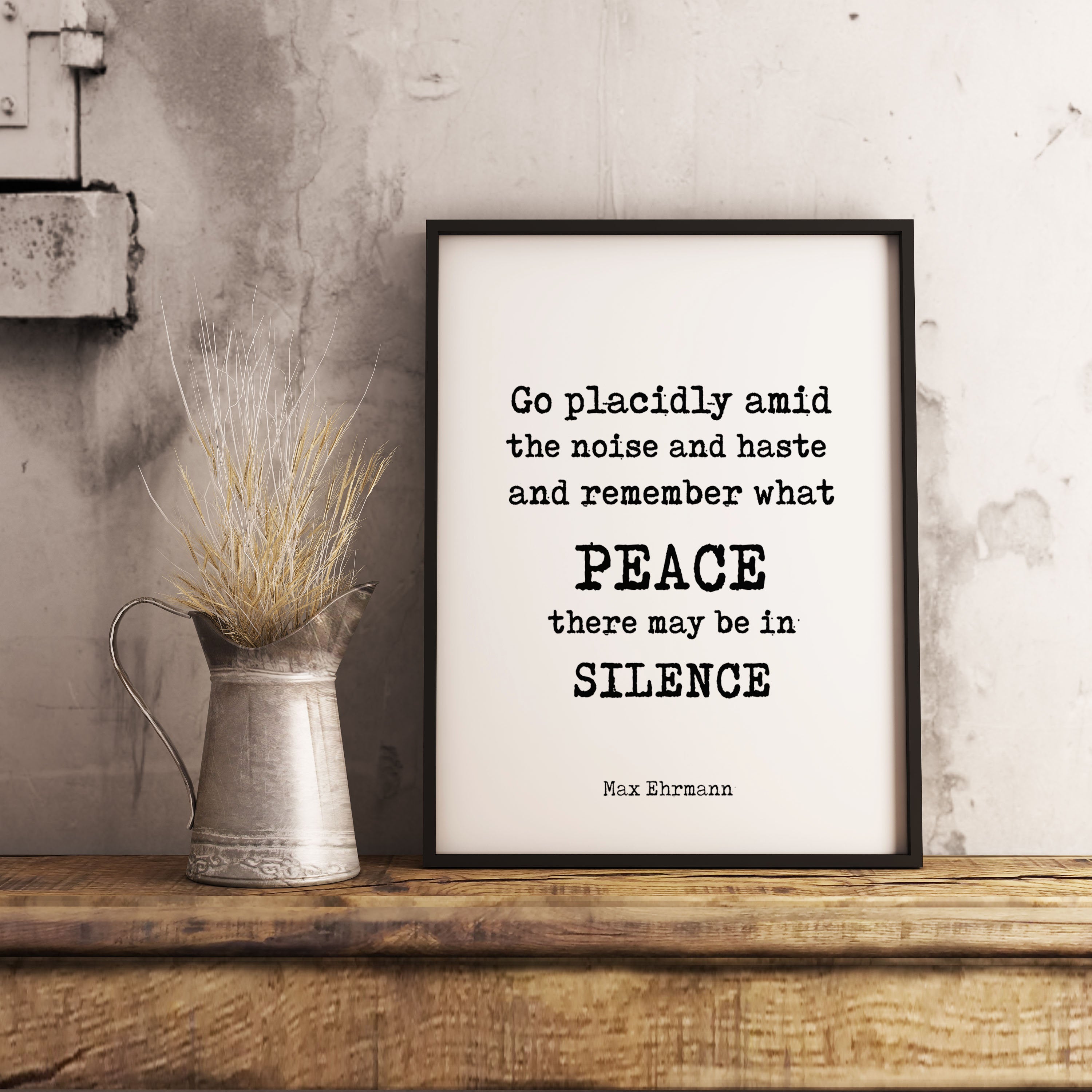 Poem Art Desiderata Print, Go Placidly Minimalist Poster, Max Ehrmann Literary Poster, Literary Quote Print, Motivational Poster, Unframed - BookQuoteDecor