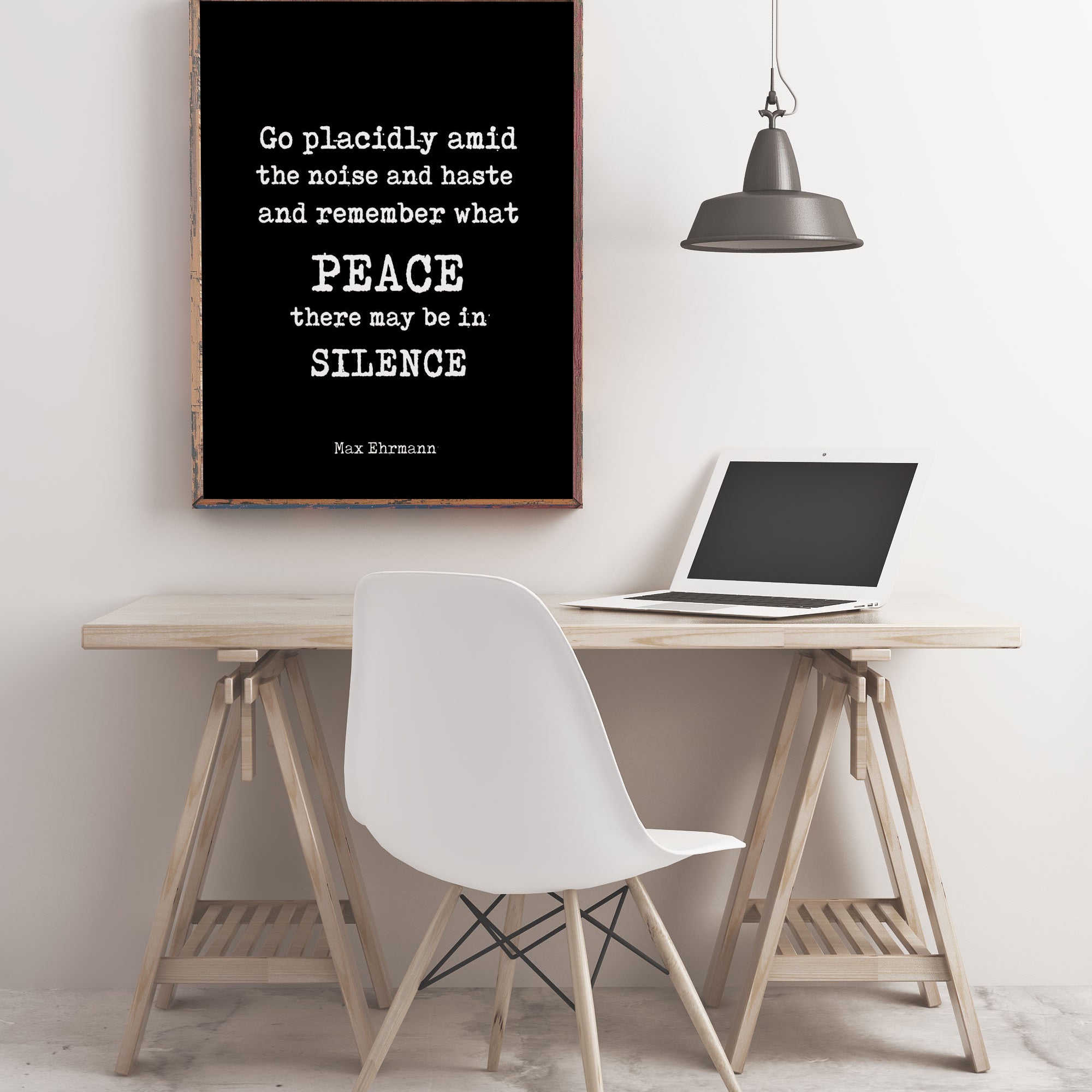 Poem Art Desiderata Print, Go Placidly Minimalist Poster, Max Ehrmann Literary Poster, Literary Quote Print, Motivational Poster, Unframed - BookQuoteDecor