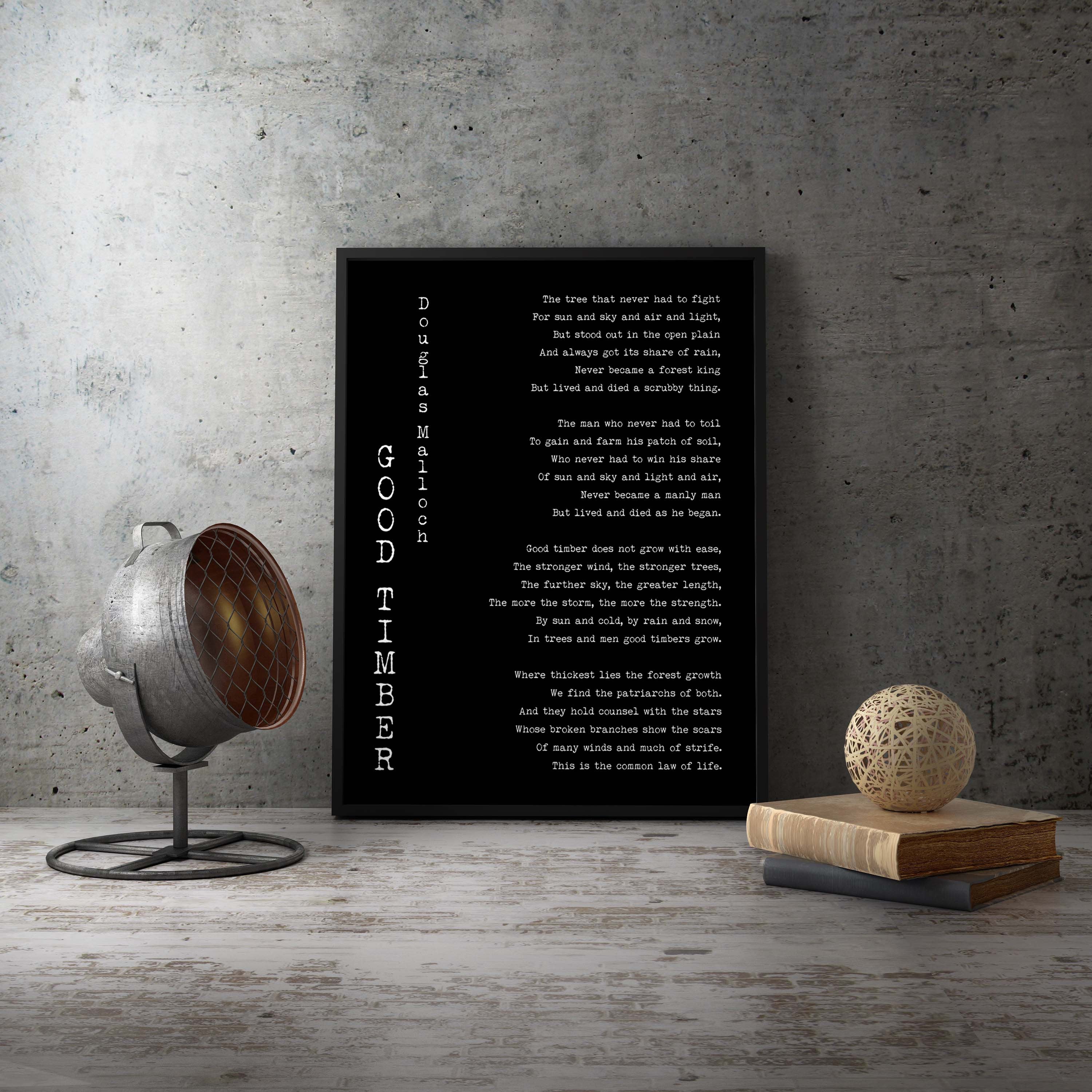 Framed Art Good Timber Poem Print, Mormon LDS Home Decor - BookQuoteDecor