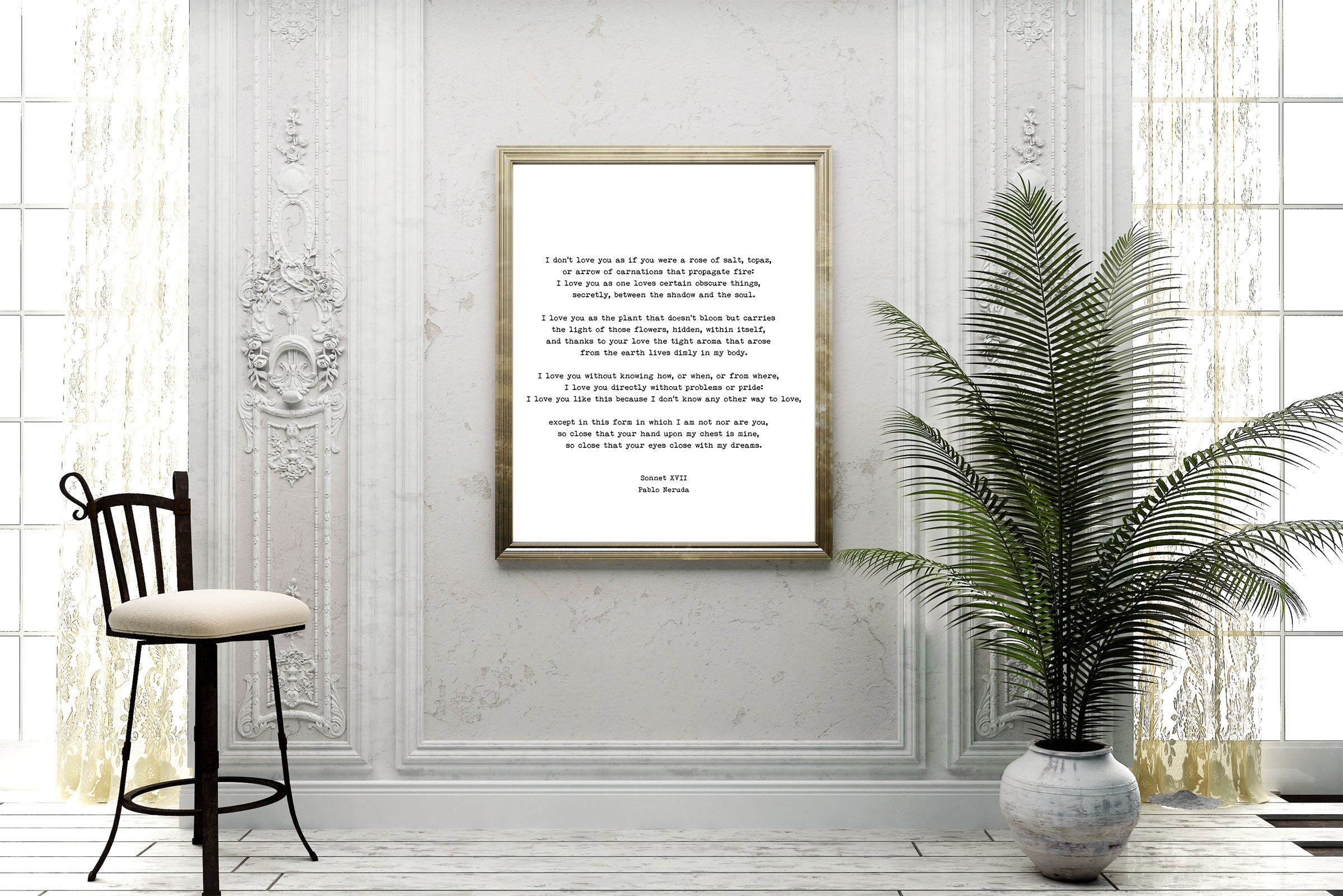 Pablo Neruda Love Poem Print, I Love You Without Knowing How Love Poetry Art, Gallery Wall Idea, Unframed - BookQuoteDecor