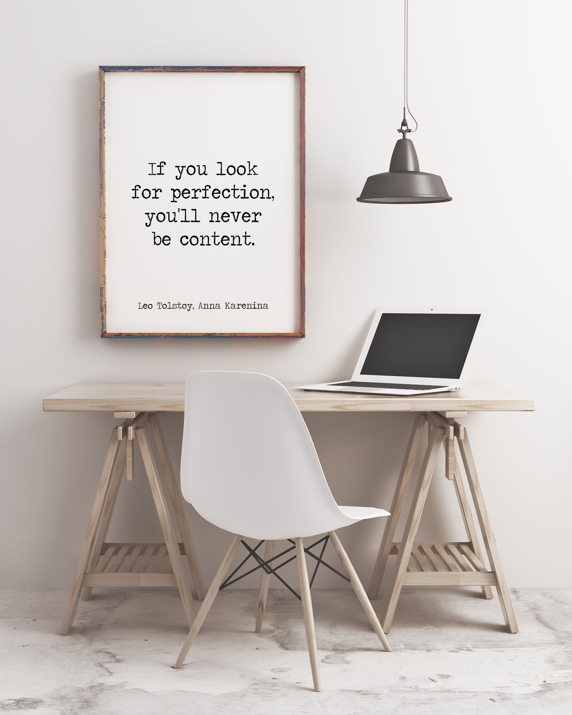Leo Tolstoy Print, If You Look For Perfection You'll Never Be Content Anna Karenina - BookQuoteDecor