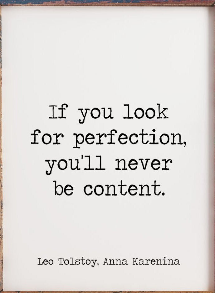 Leo Tolstoy Print, If You Look For Perfection You'll Never Be Content Anna Karenina - BookQuoteDecor