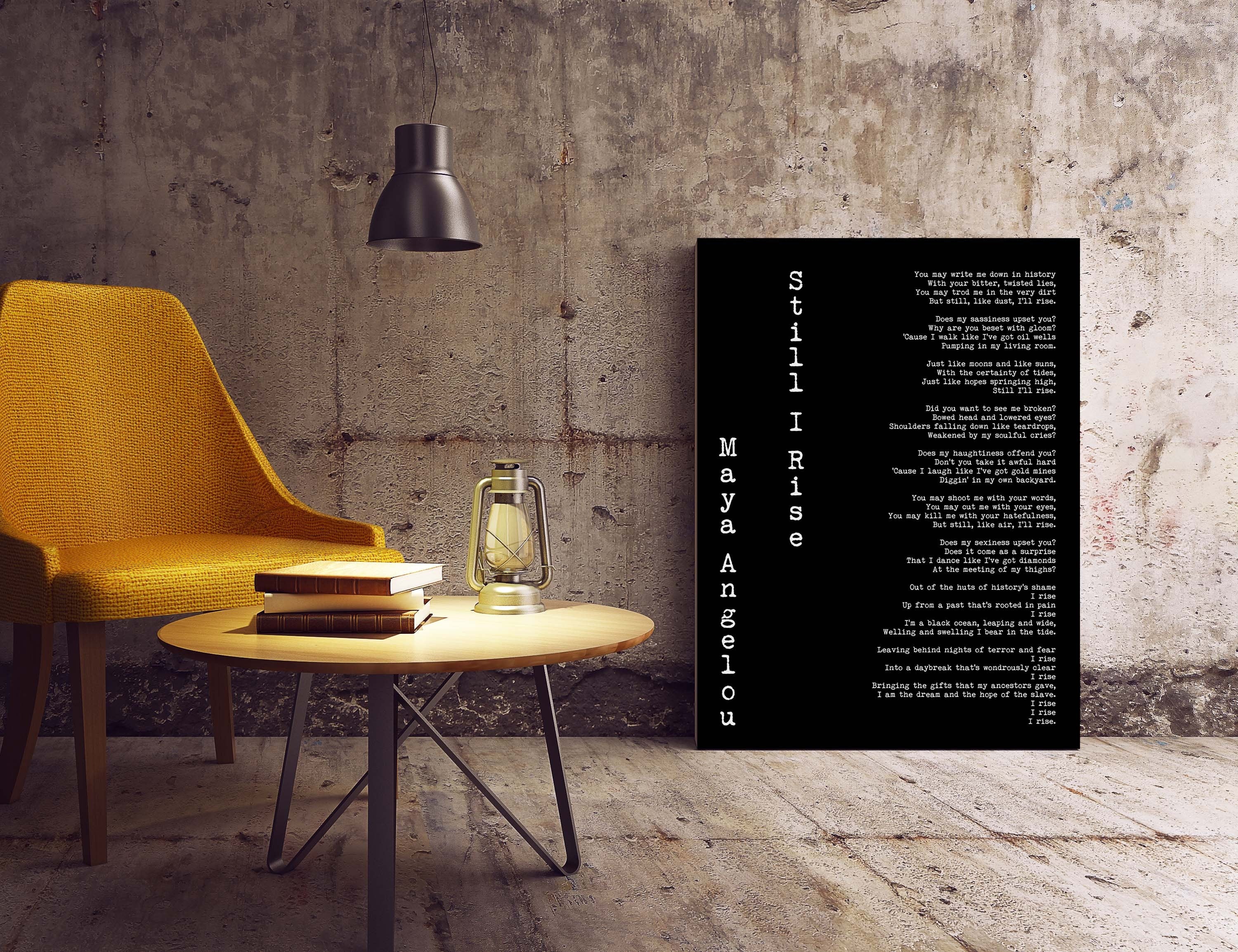 Large Maya Angelou Art Print, Still I Rise Female Bedroom Art Maya Angelou Poem Quote, Feminist Art Unframed or Framed Poetry Wall Art