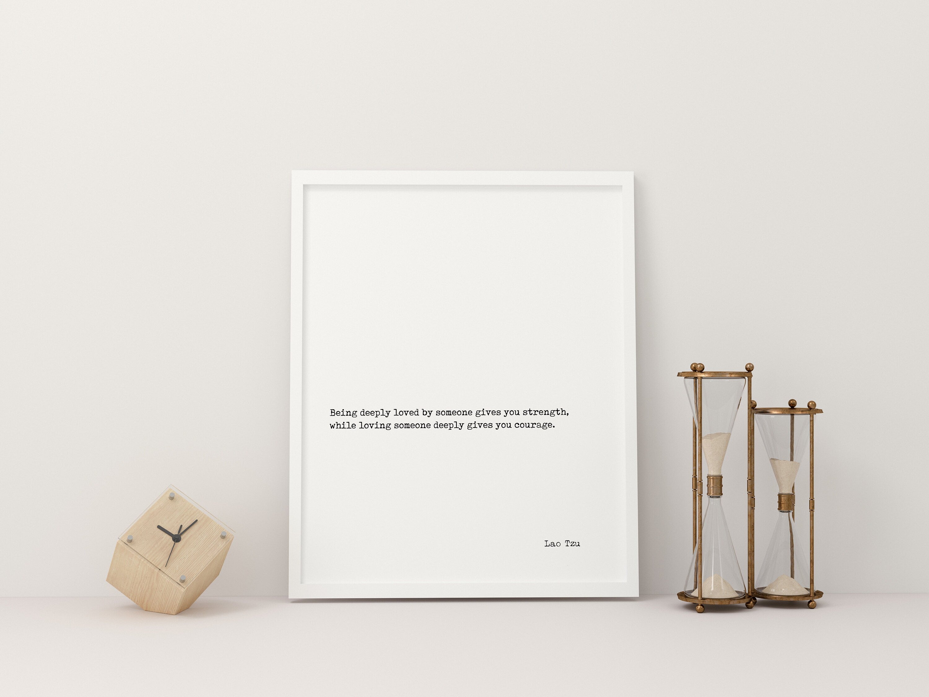 Lao Tzu - Being Deeply Loved Quote Print Minimalist Art, Unframed Wall Art Prints in Black and White