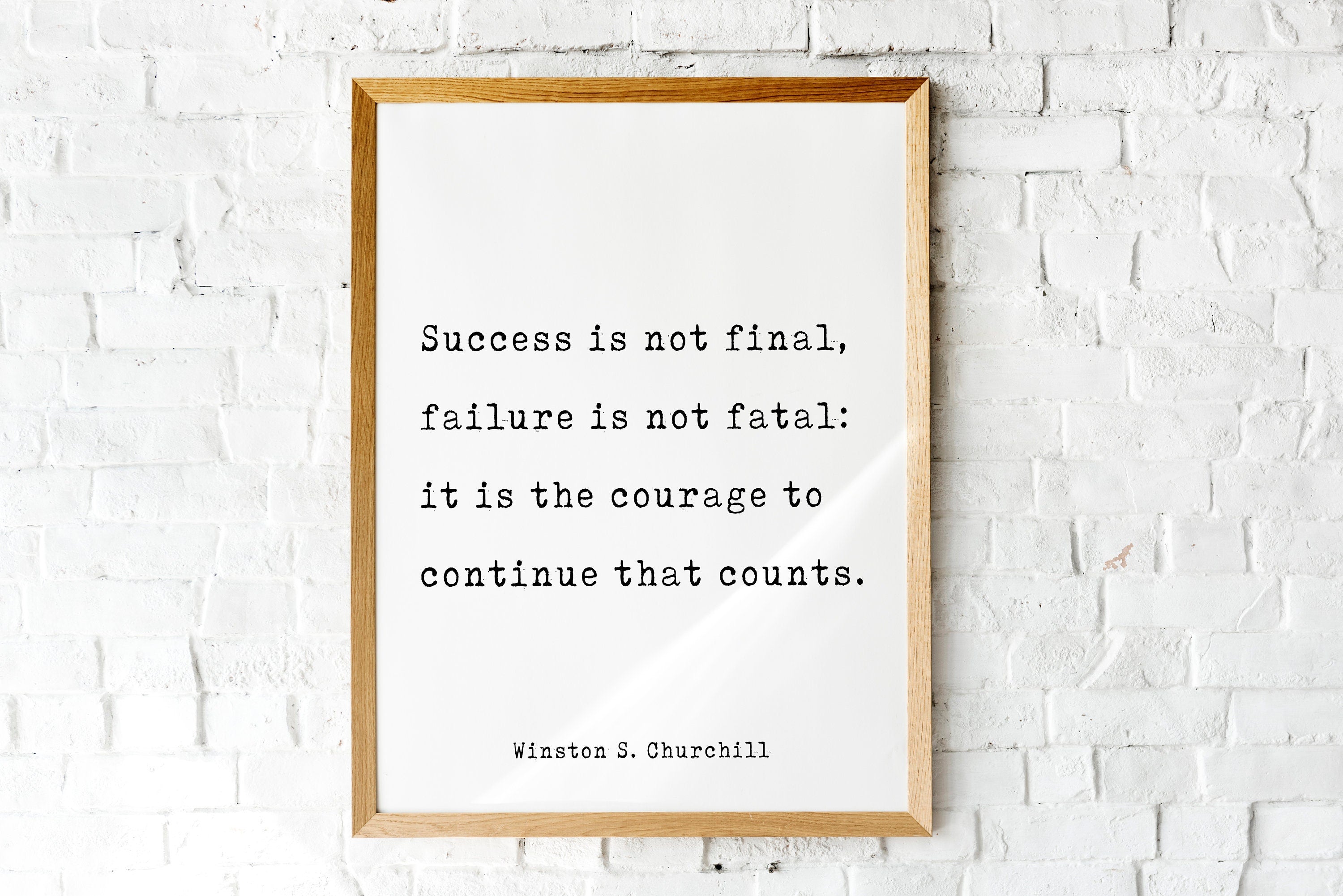 Winston Churchill Quote Print, Success Is Not Final