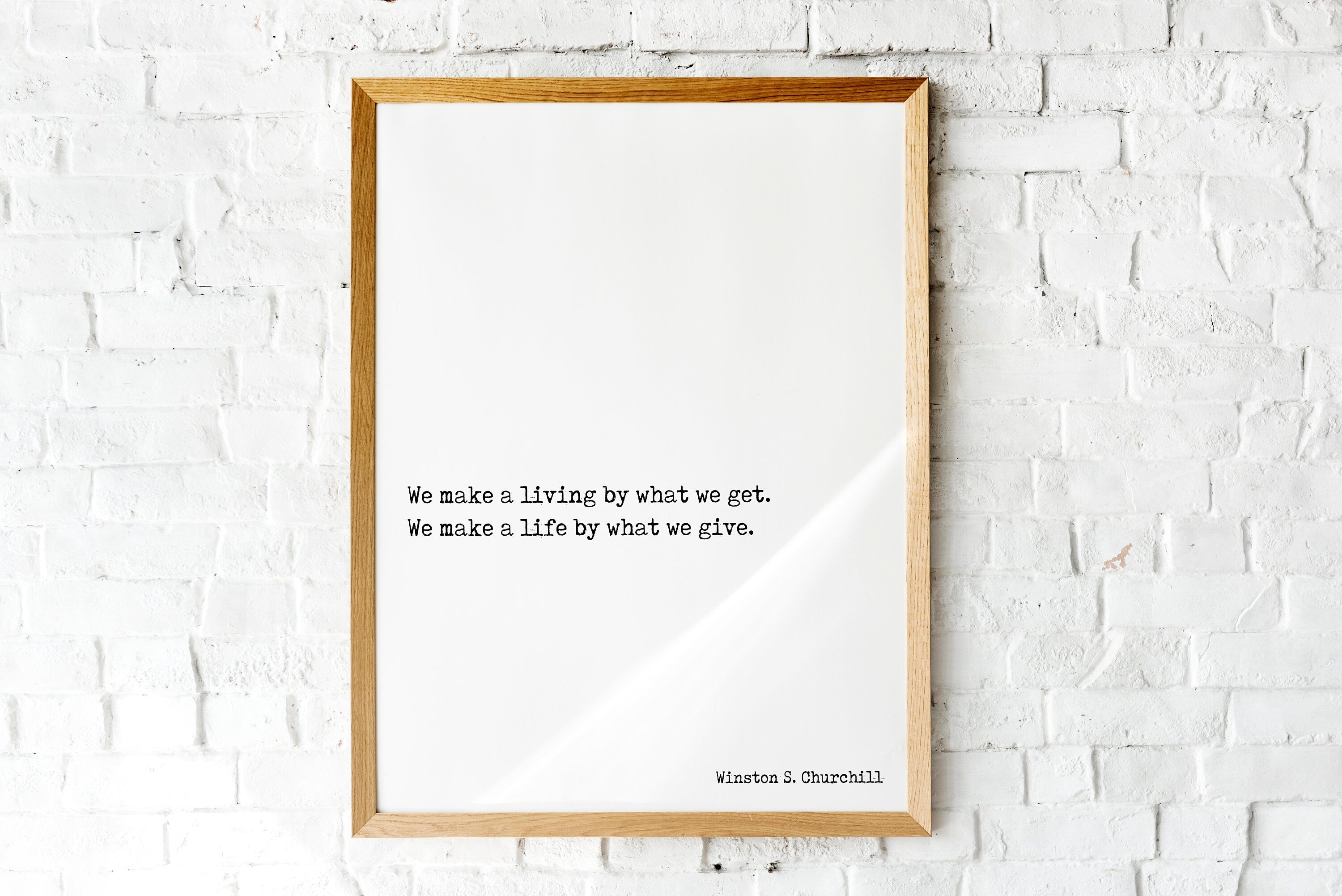 Winston Churchill Life Quote Modern Minimalist Art Inspirational Print, Black & White Office Decor