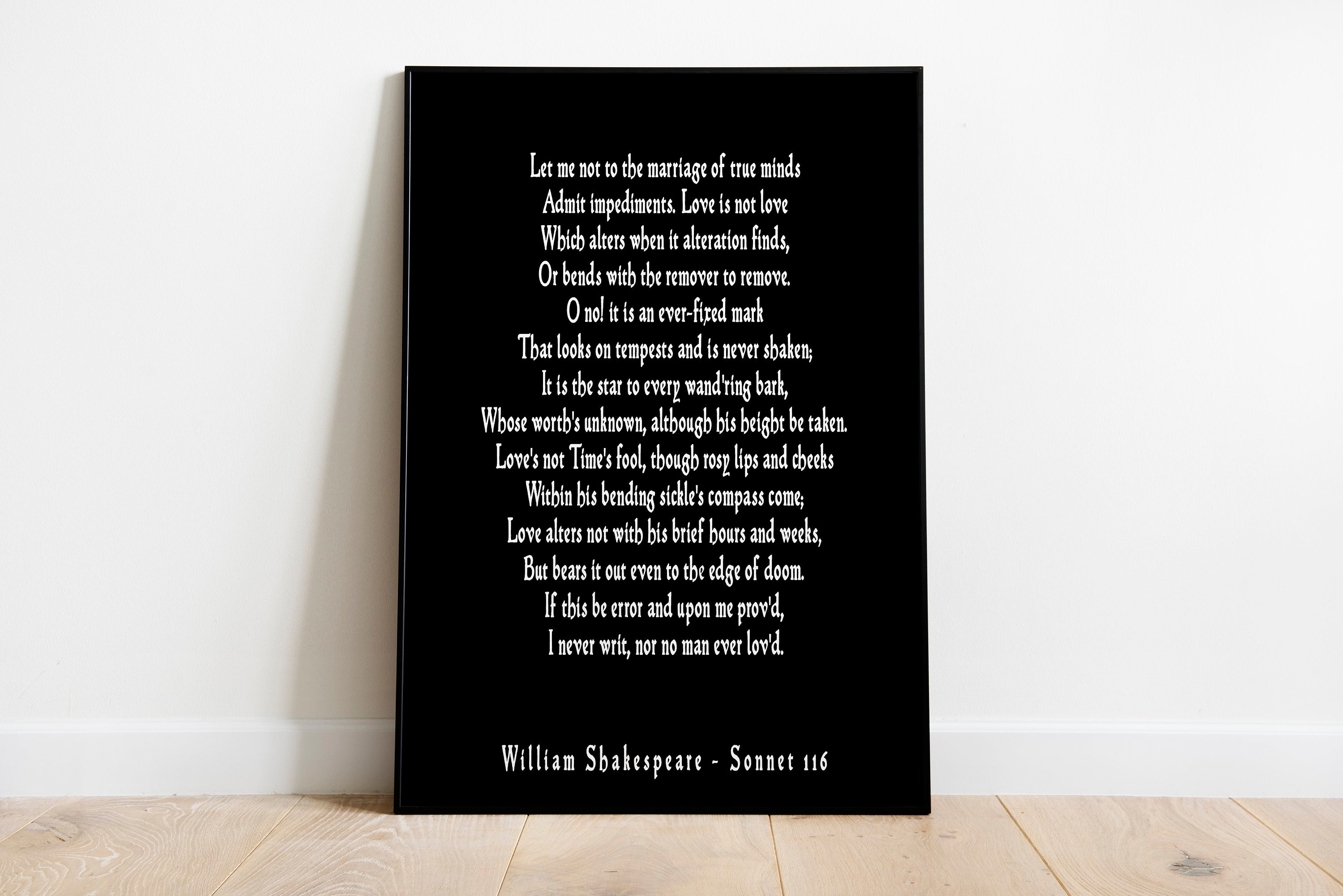 Sonnet 116 Shakespeare Love Poem Quote Print, Shakespeare Wall Art, Love Poetry Art, Gallery Wall Idea, Marriage Of True Minds Unframed - BookQuoteDecor