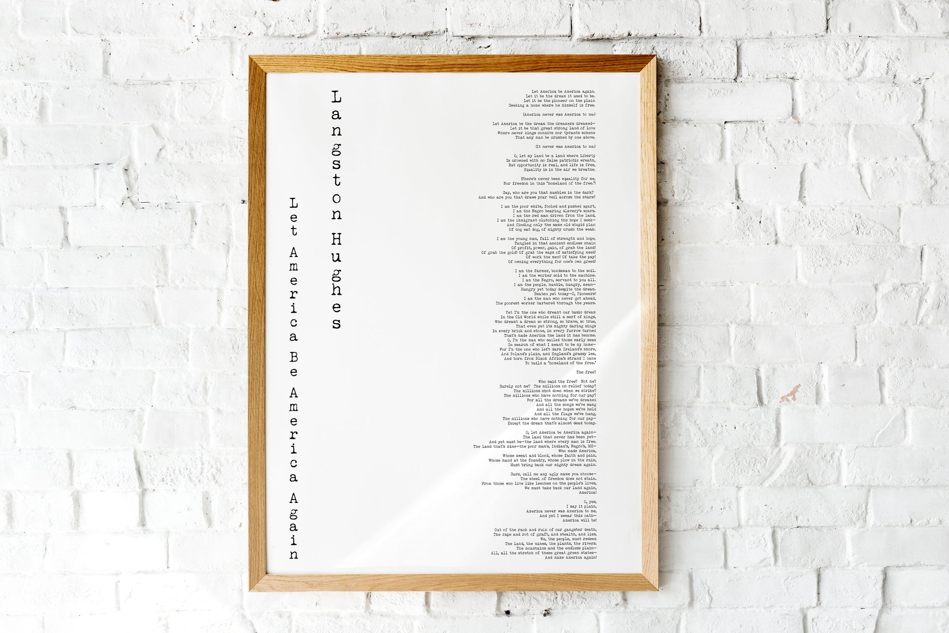 America Poem Langston Hughes Print - BookQuoteDecor