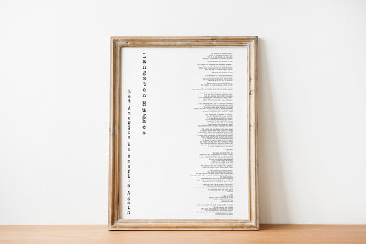 America Poem Langston Hughes Print - BookQuoteDecor