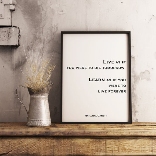 Gandhi Quote Print, Black & White