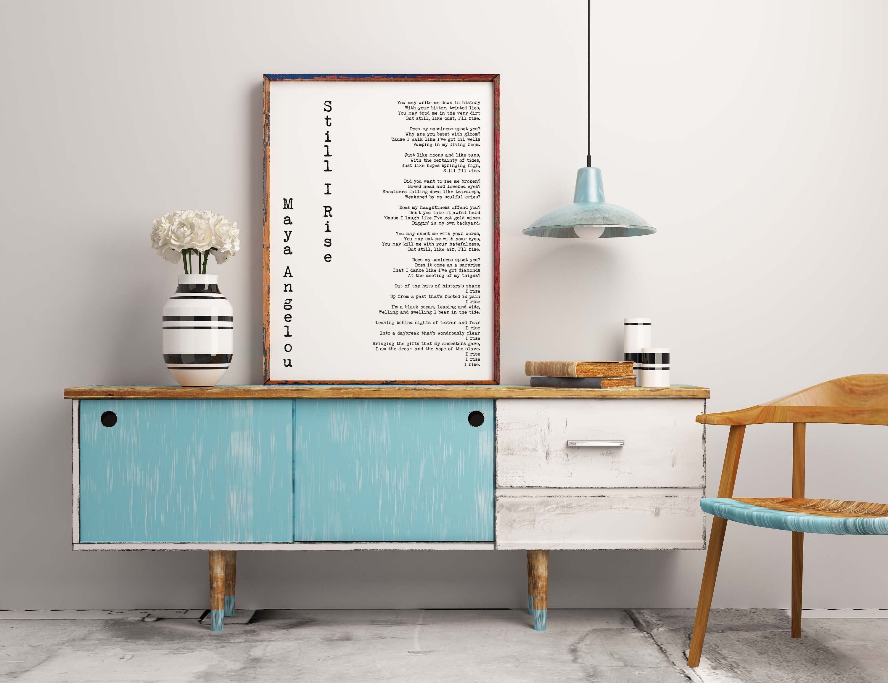 Large Maya Angelou Art Print, Still I Rise Female Bedroom Art Maya Angelou Poem Quote, Feminist Art Unframed or Framed Poetry Wall Art