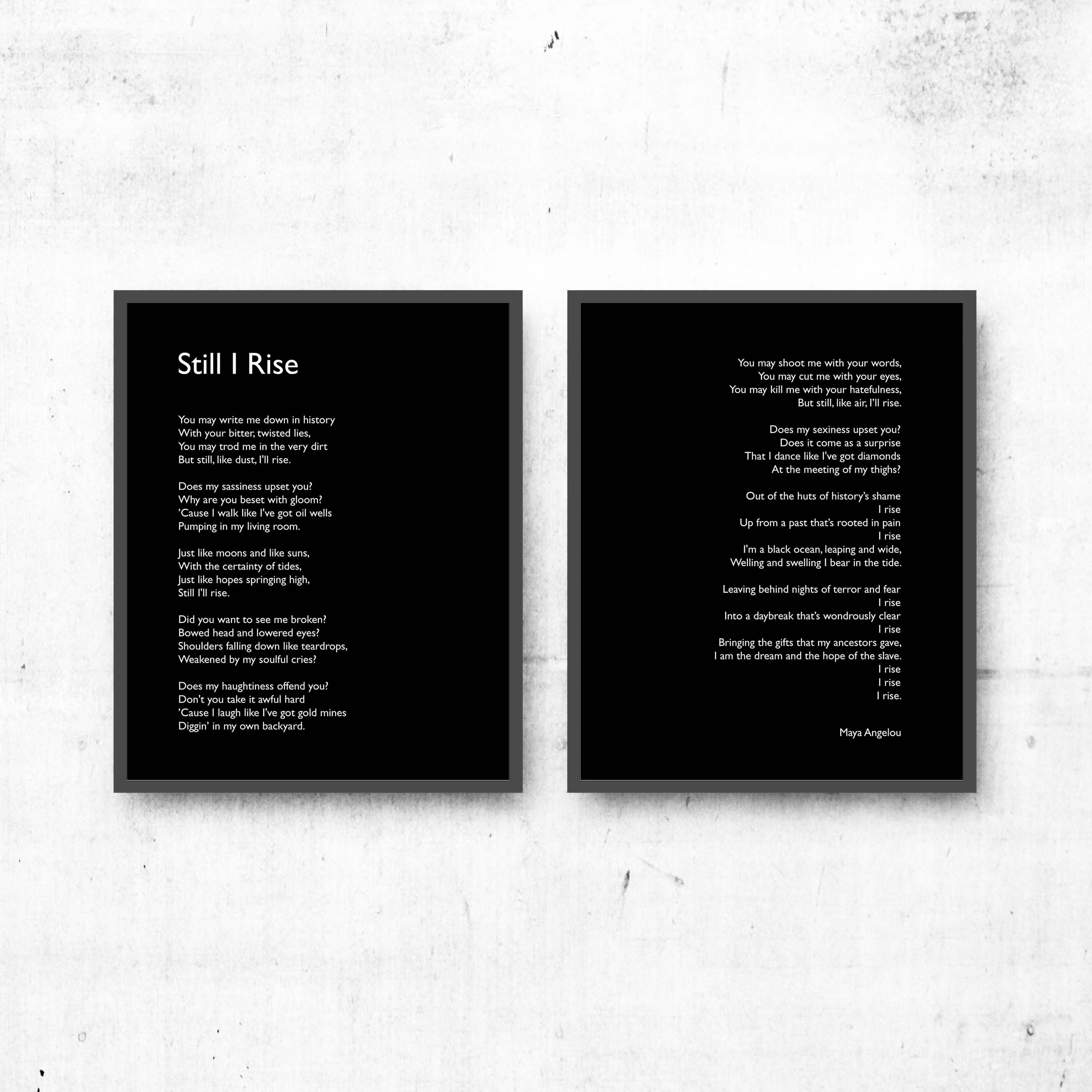 Still I Rise Wall Art Prints Set Of 2, Maya Angelou Feminist Art Print Black & White Decor