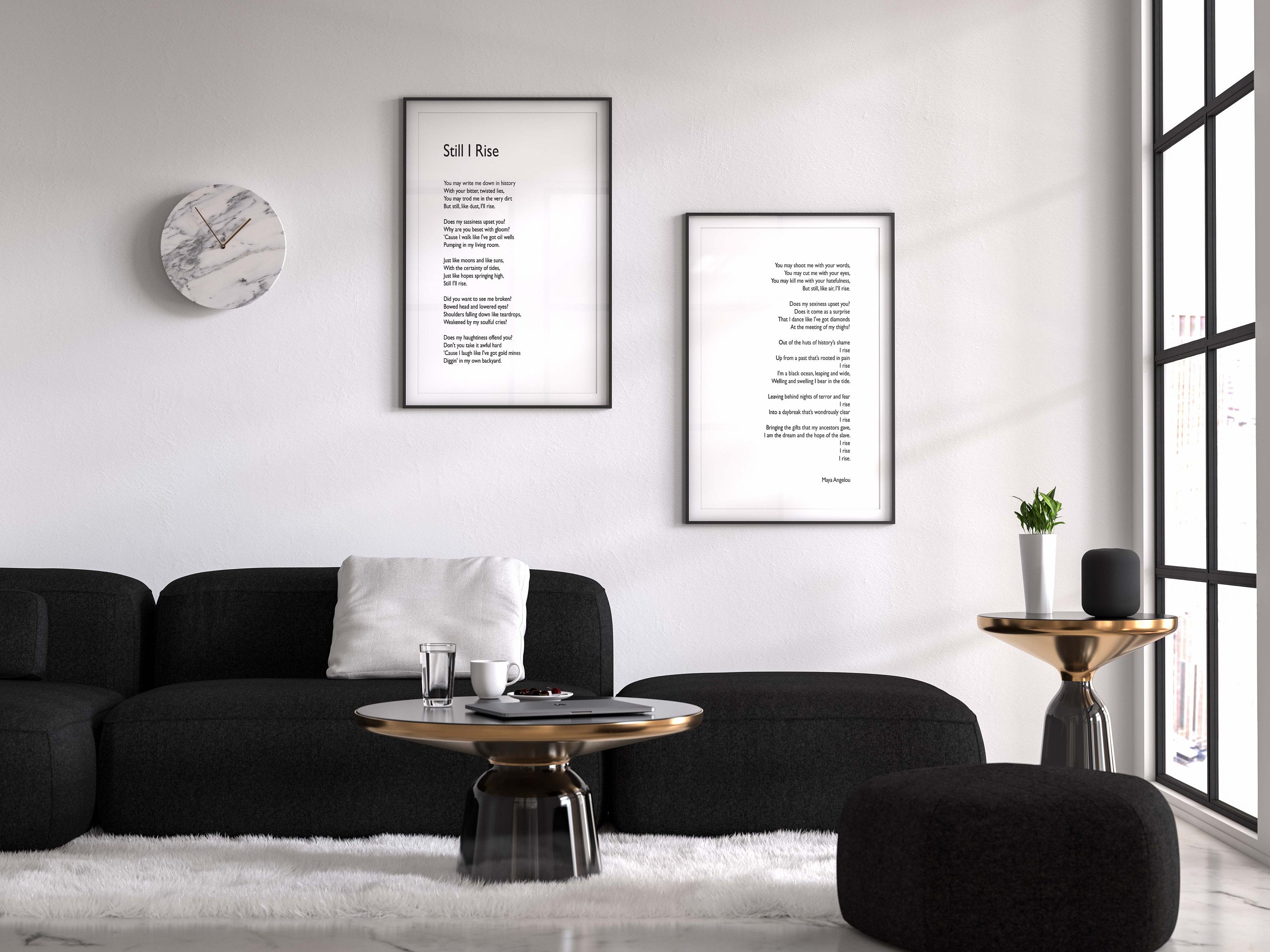 Still I Rise Wall Art Prints Set Of 2, Maya Angelou Feminist Art Print Black & White Decor