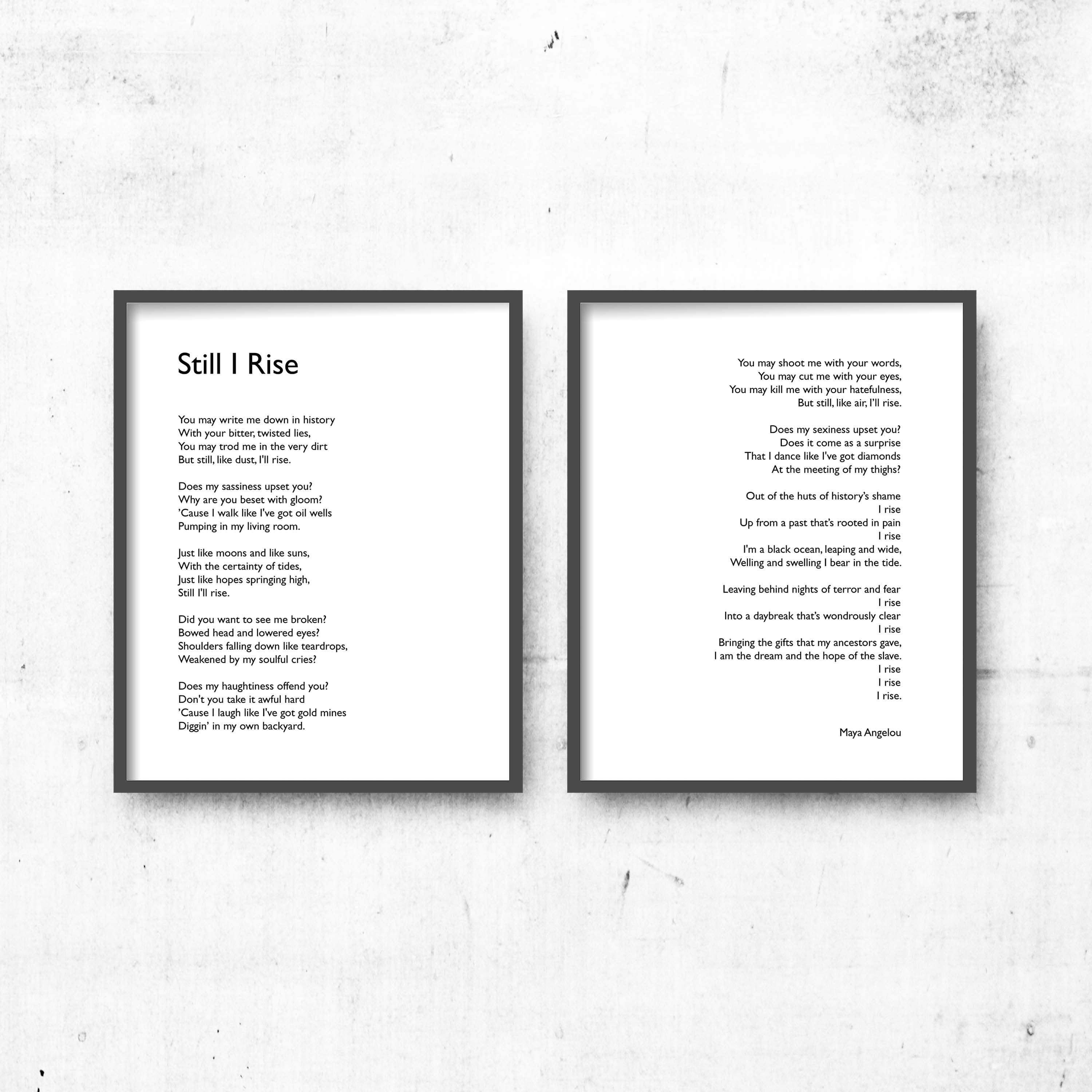 Still I Rise Poem Prints Set Of 2 Maya Angelou - BookQuoteDecor