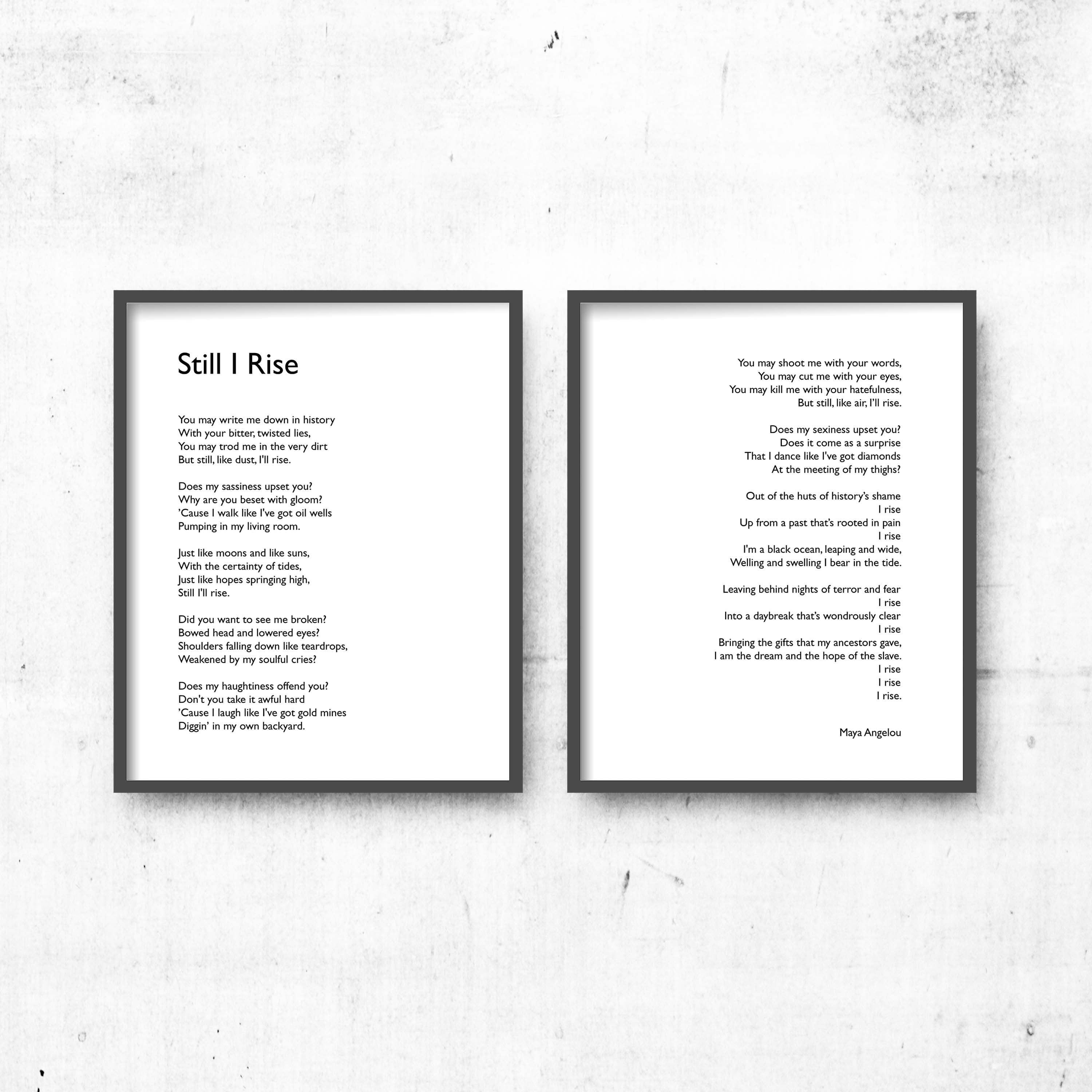 Still I Rise Wall Art Prints Set Of 2, Maya Angelou Feminist Art Print Black & White Decor