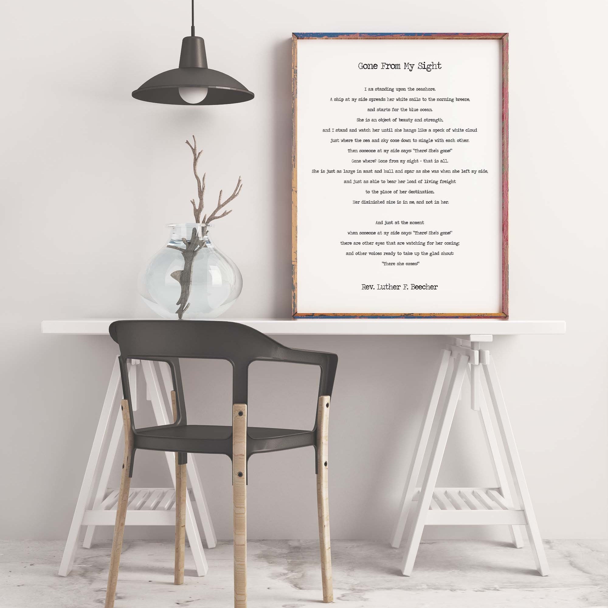 Gone From My Sight Poem Rev. Luther F. Beecher Print - BookQuoteDecor