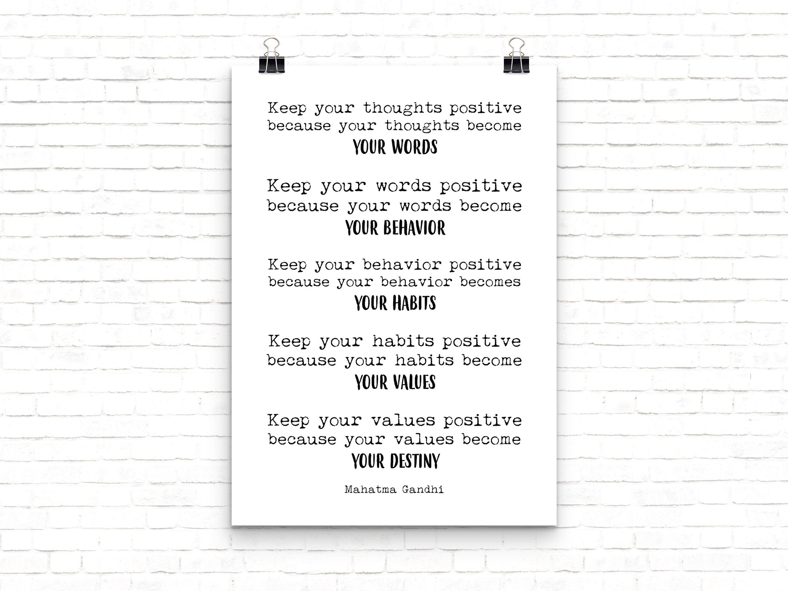 Keep Positive Gandhi Print - BookQuoteDecor