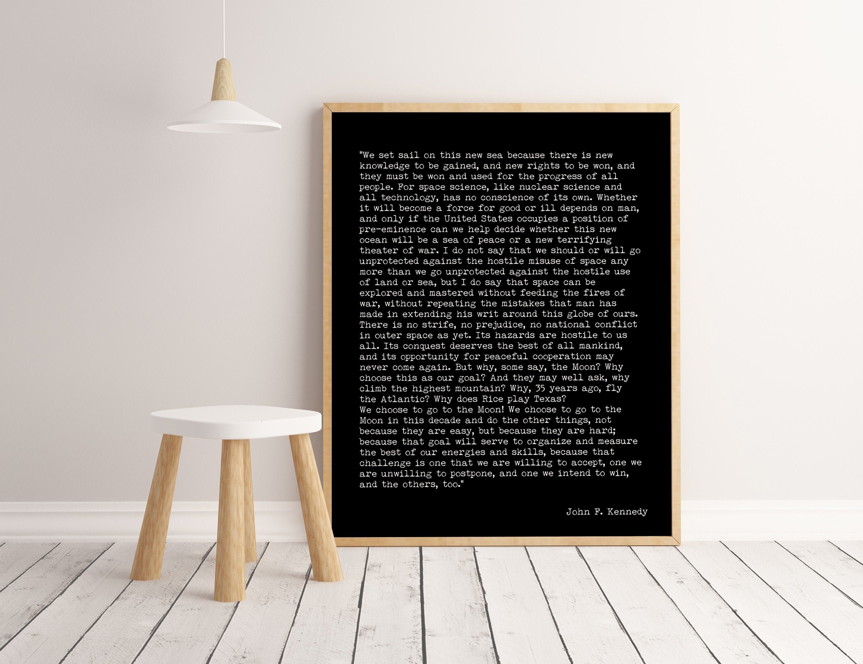 John F. Kennedy Quote Print, We Choose To Go To The Moon Inspirational Art