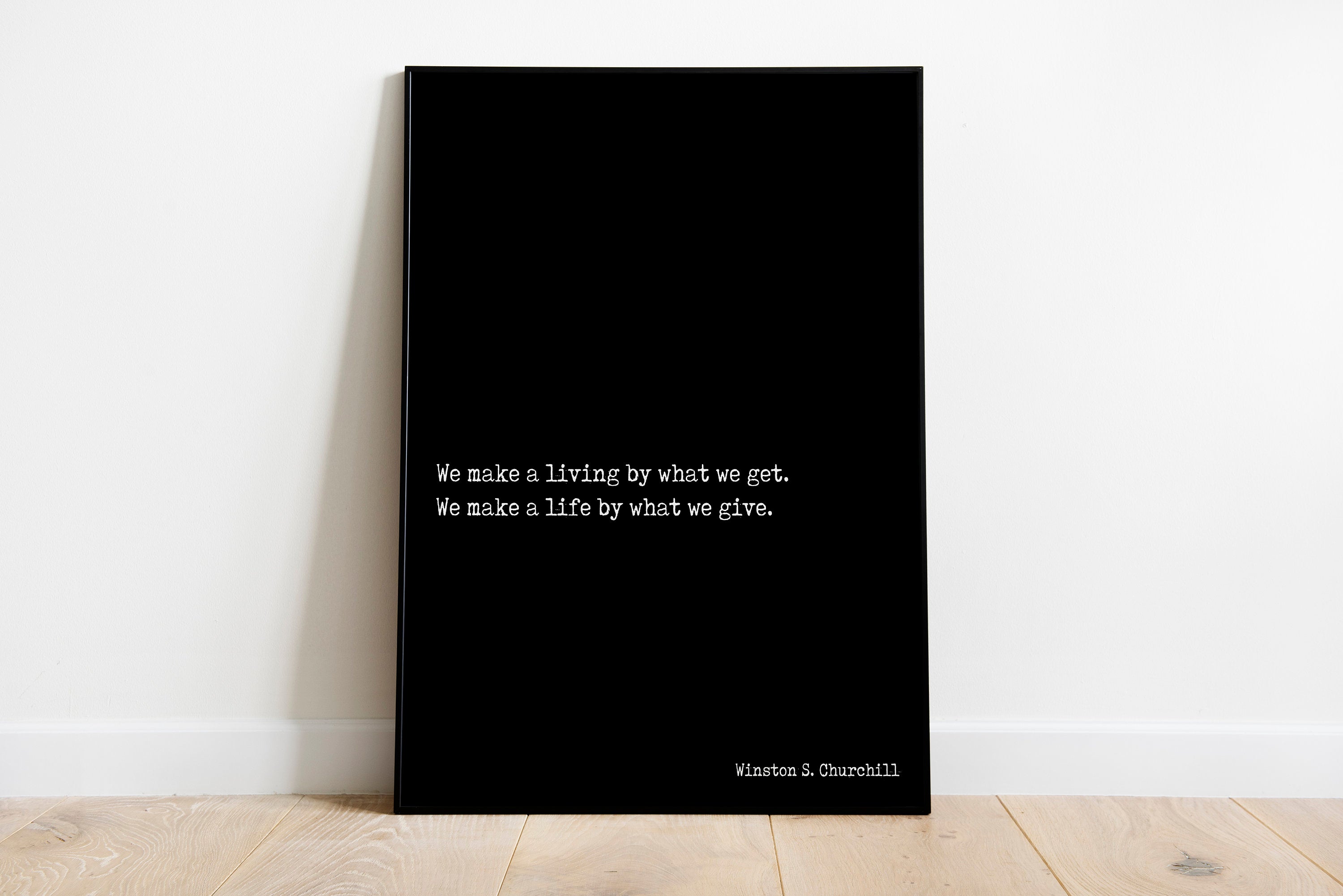 Winston Churchill Life Quote Modern Minimalist Art Inspirational Print, Black & White Office Decor, Scandinavian Style Unframed Poster - BookQuoteDecor