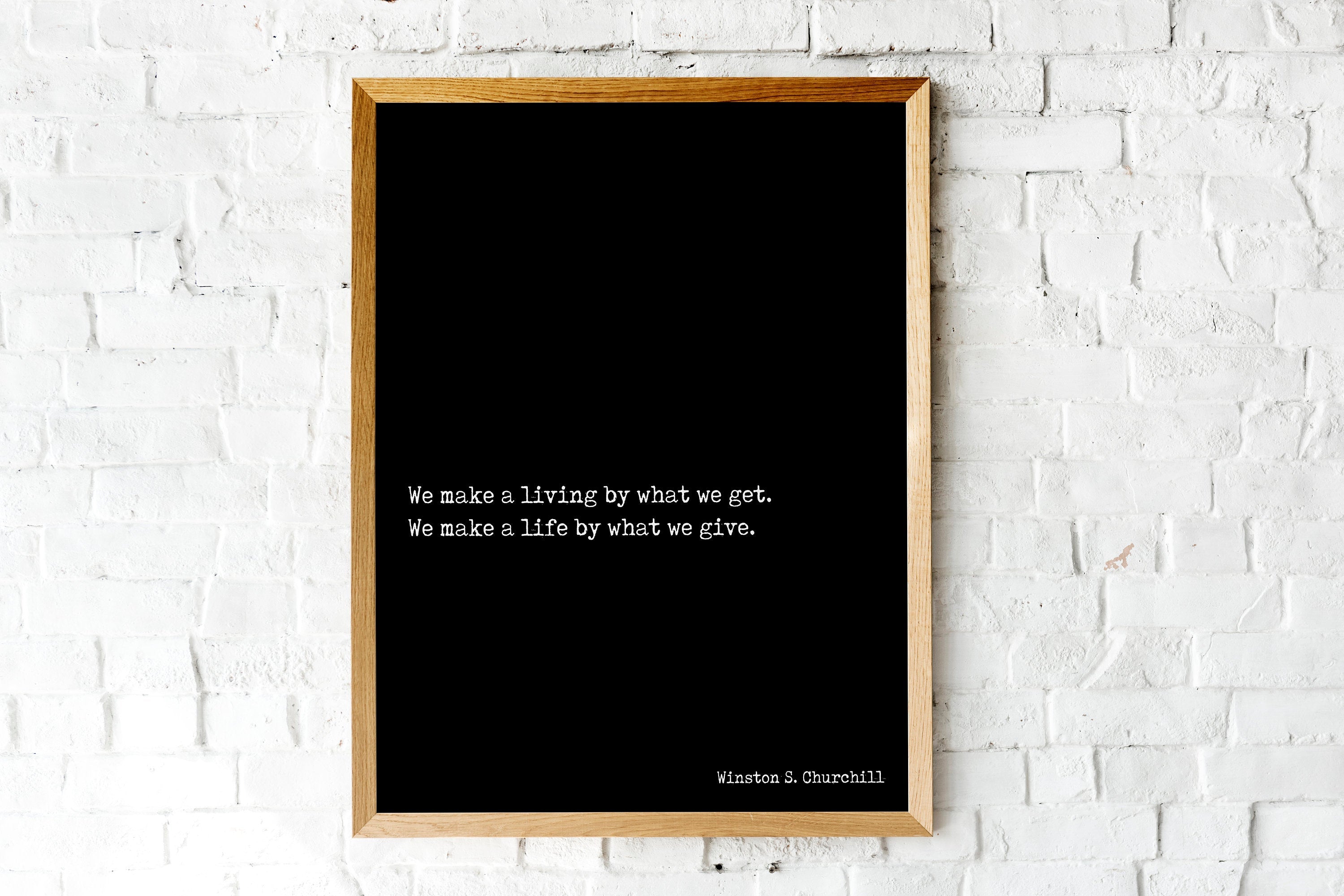 Winston Churchill Life Quote Modern Minimalist Art Inspirational Print, Black & White Office Decor, Scandinavian Style Unframed Poster - BookQuoteDecor