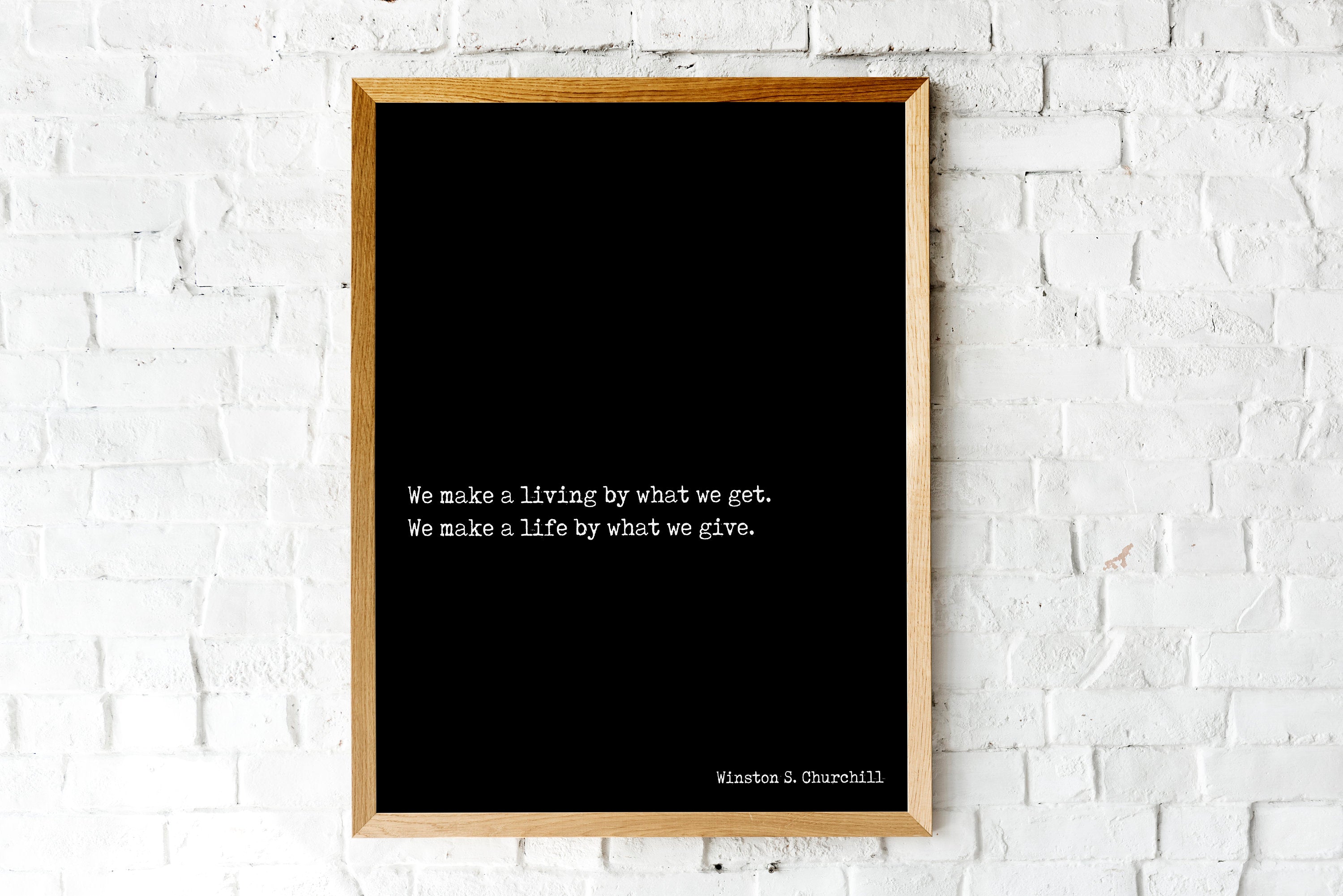 Winston Churchill Life Quote Modern Minimalist Art Inspirational Print, Black & White Office Decor