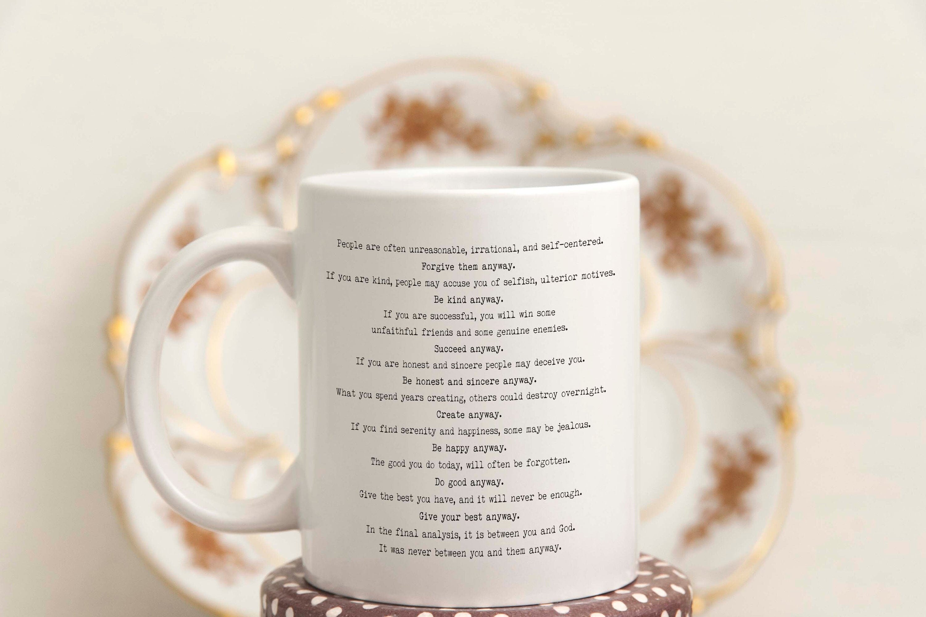 Do It Anyway Coffee Mug, Mother Teresa Tea Mug Christian Gifts