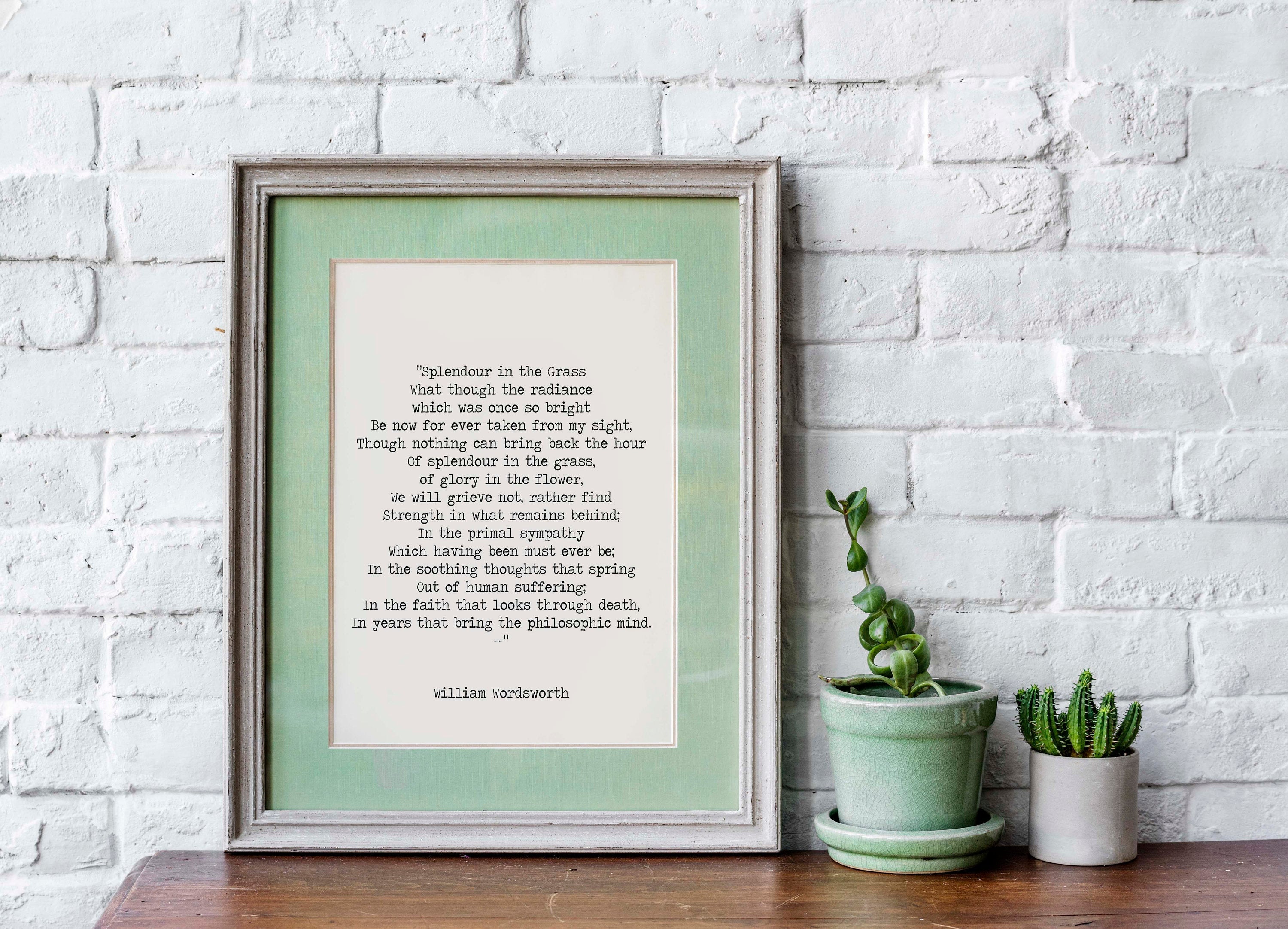 Splendour in the Grass Poem Art Print, William Wordsworth Poetry in Black and White, Unframed Literary Quote Print for Reading Nook Decor - BookQuoteDecor
