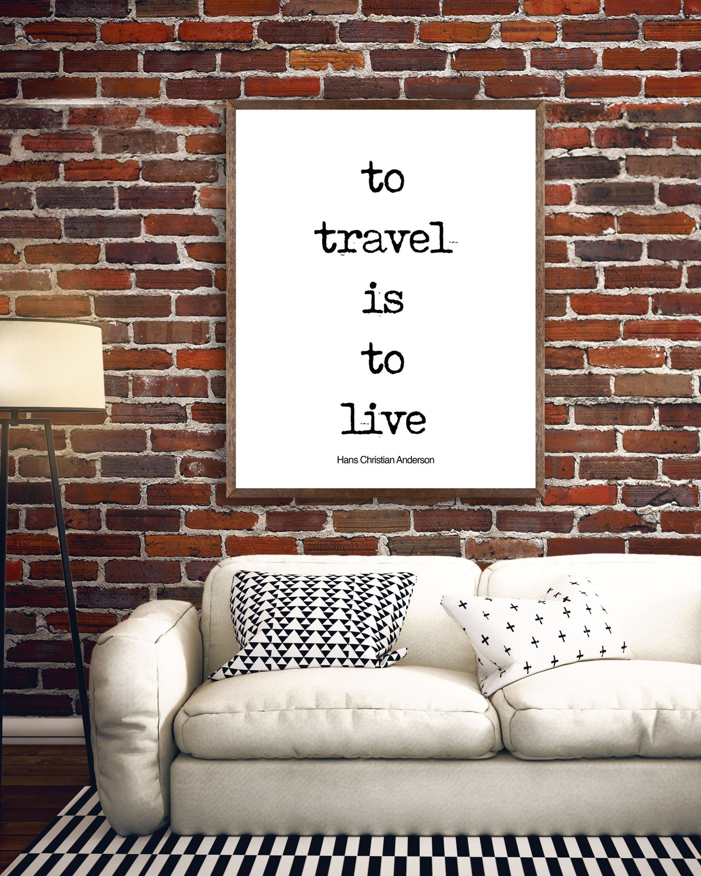 To Travel is to Live Inspirational Quote, Travel Art for your Home Decor, Black & White Art with Hans Christian Anderson Saying Unframed - BookQuoteDecor