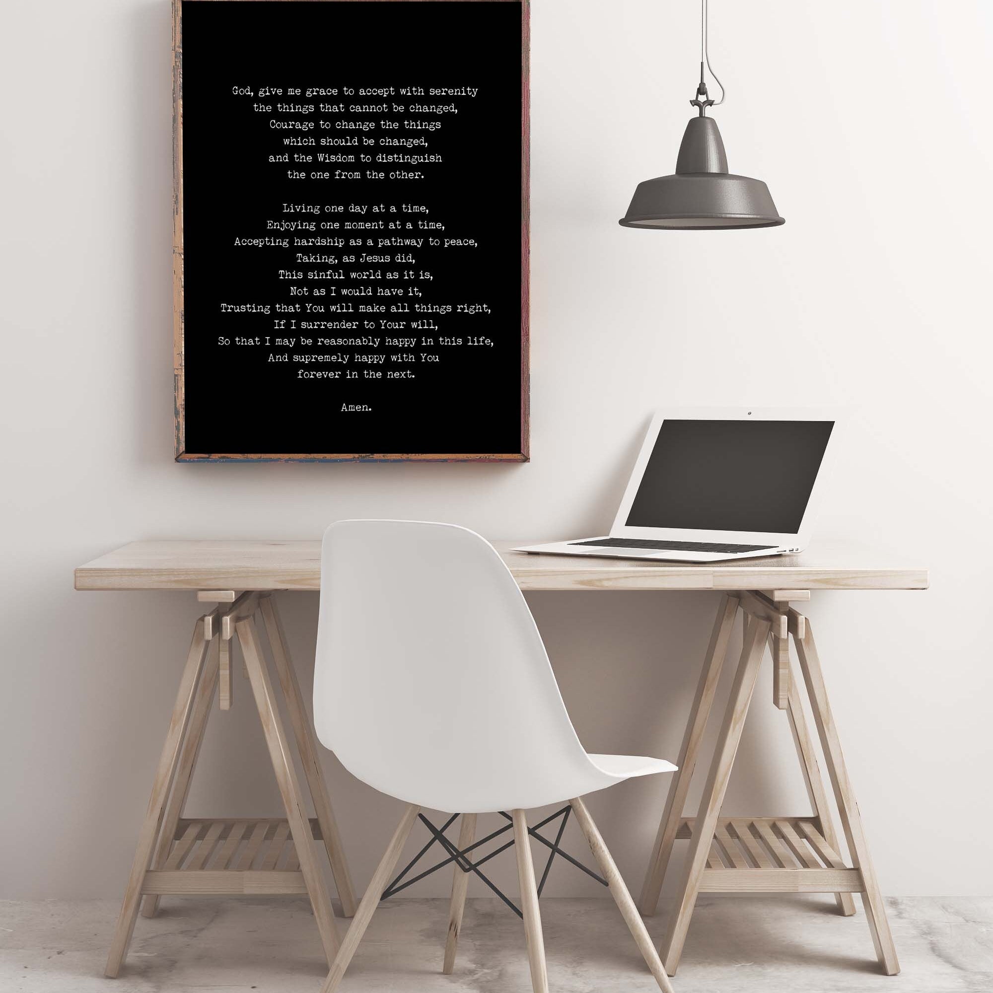 The Serenity Prayer Quote Print Unframed or Framed in Black & White, Christian Wall Art Inspirational Quote