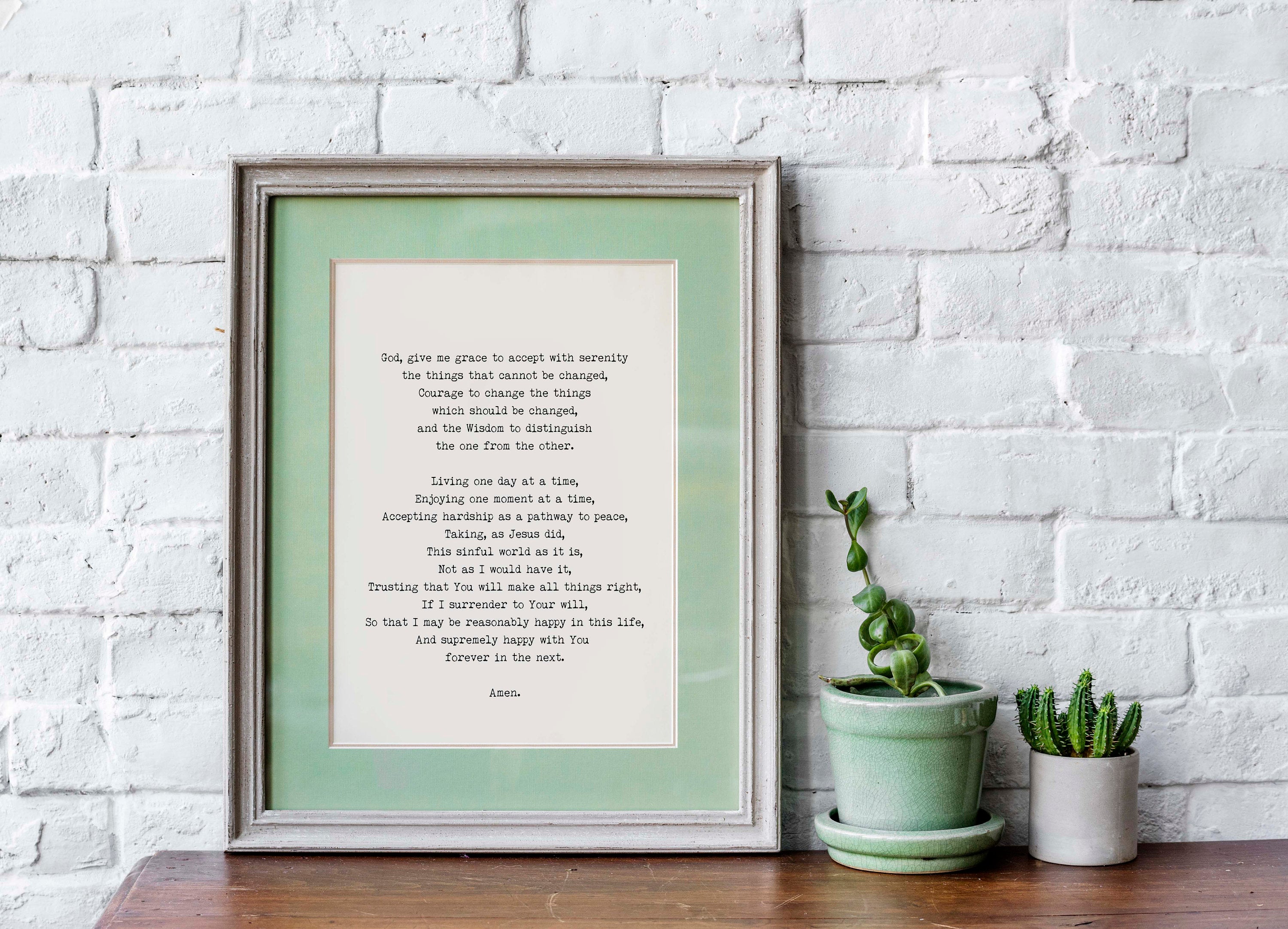 The Serenity Prayer Quote Print Unframed in Black & White, Christian Wall Art Inspirational Quote - BookQuoteDecor