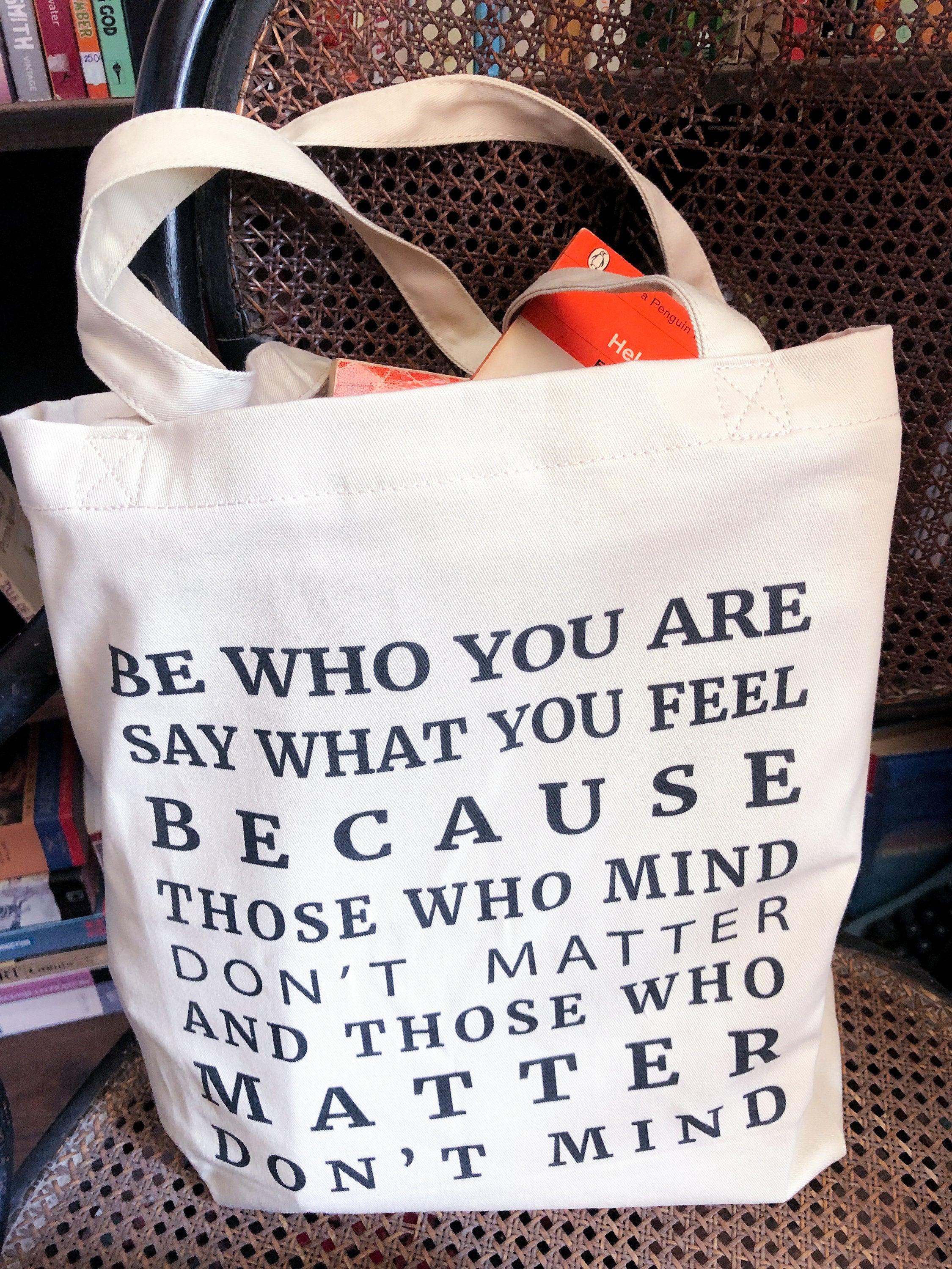 Be Who You Are Organic Cotton Tote Bag - BookQuoteDecor