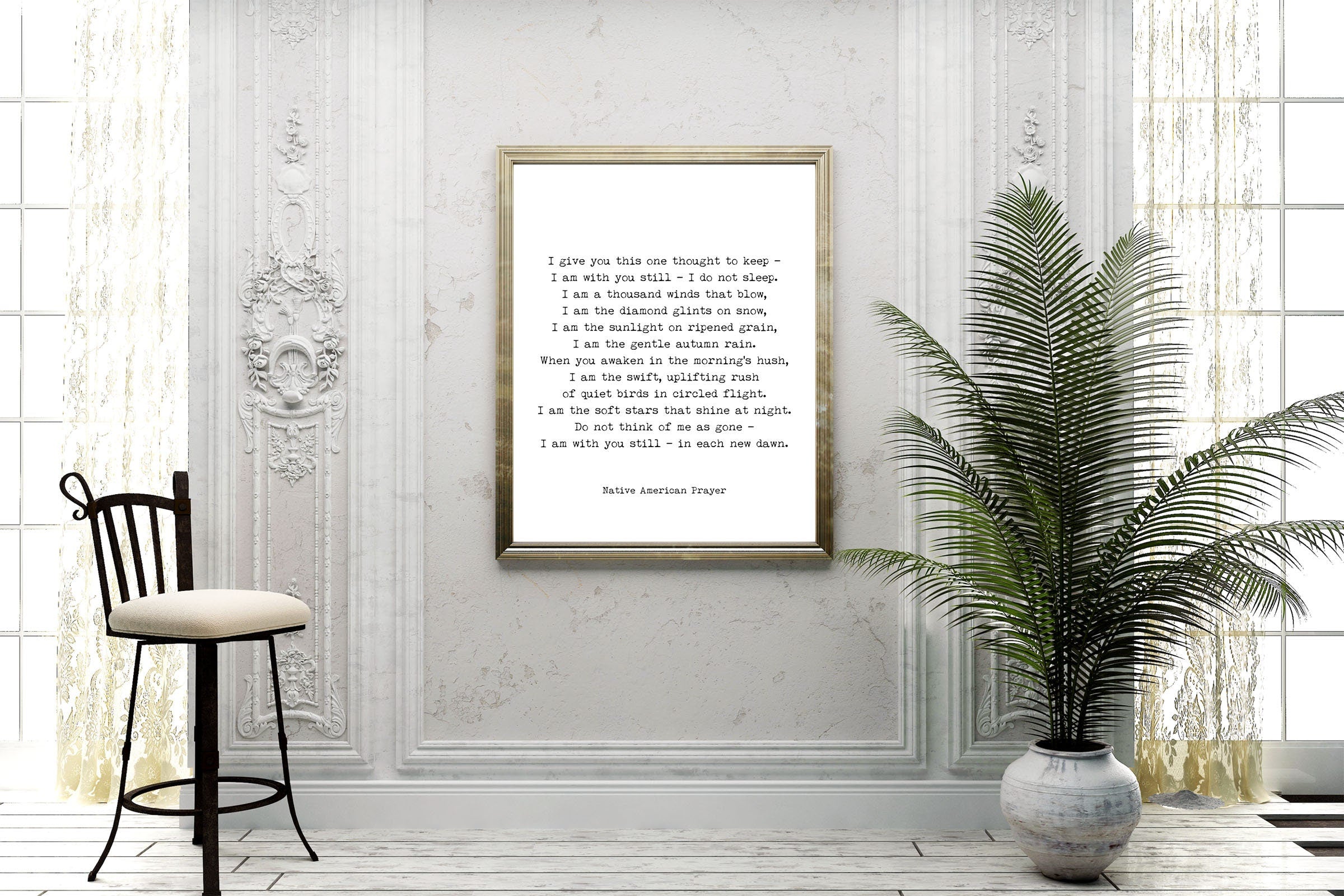 Native American Prayer Quote Print in Vintage page background, I Give You This One Thought Inspirational Gift Wall Art Print