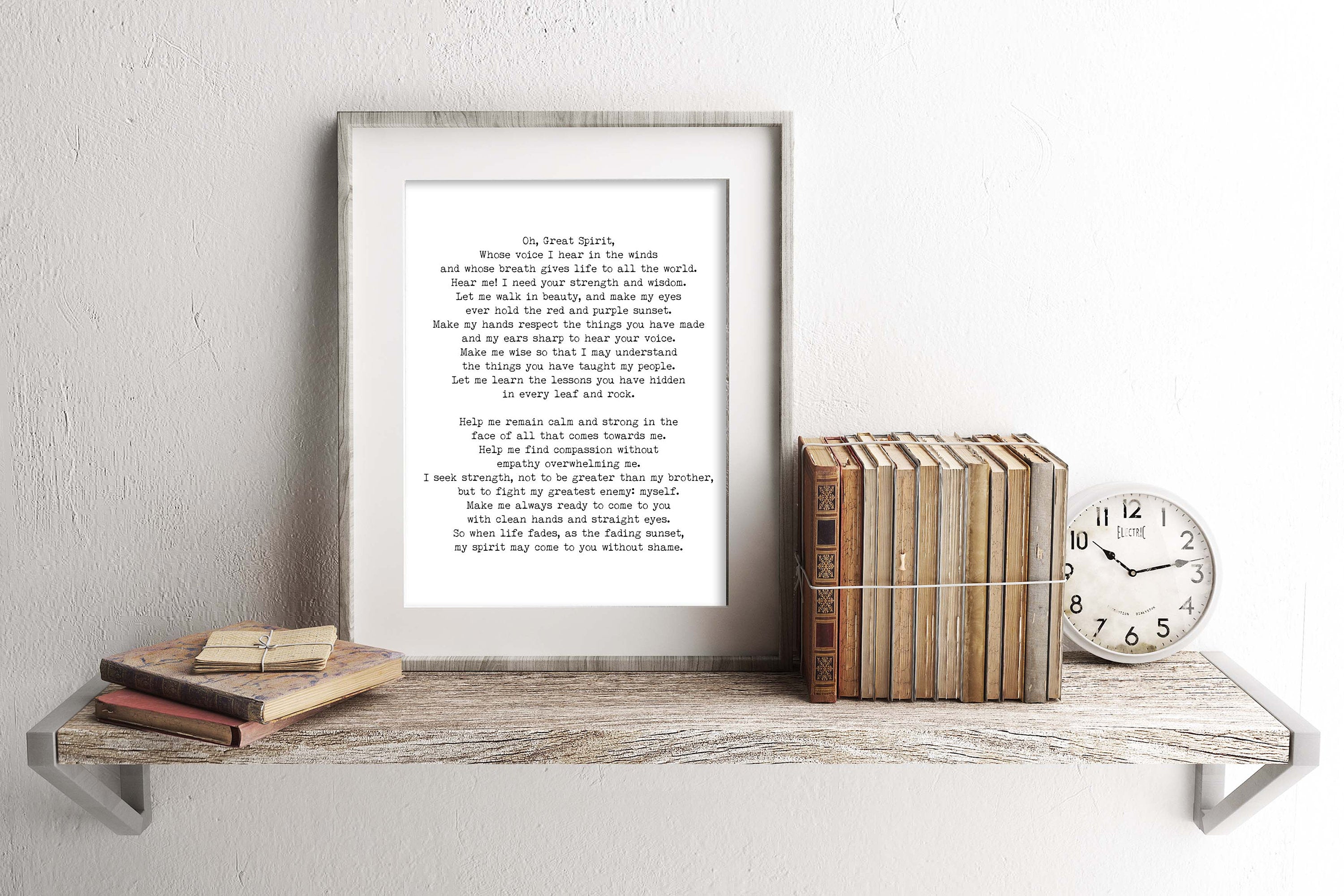 Oh Great Spirit Native Indian American Prayer Quote Print in Black & White, Inspirational Gift Wall Art Print Unframed - BookQuoteDecor