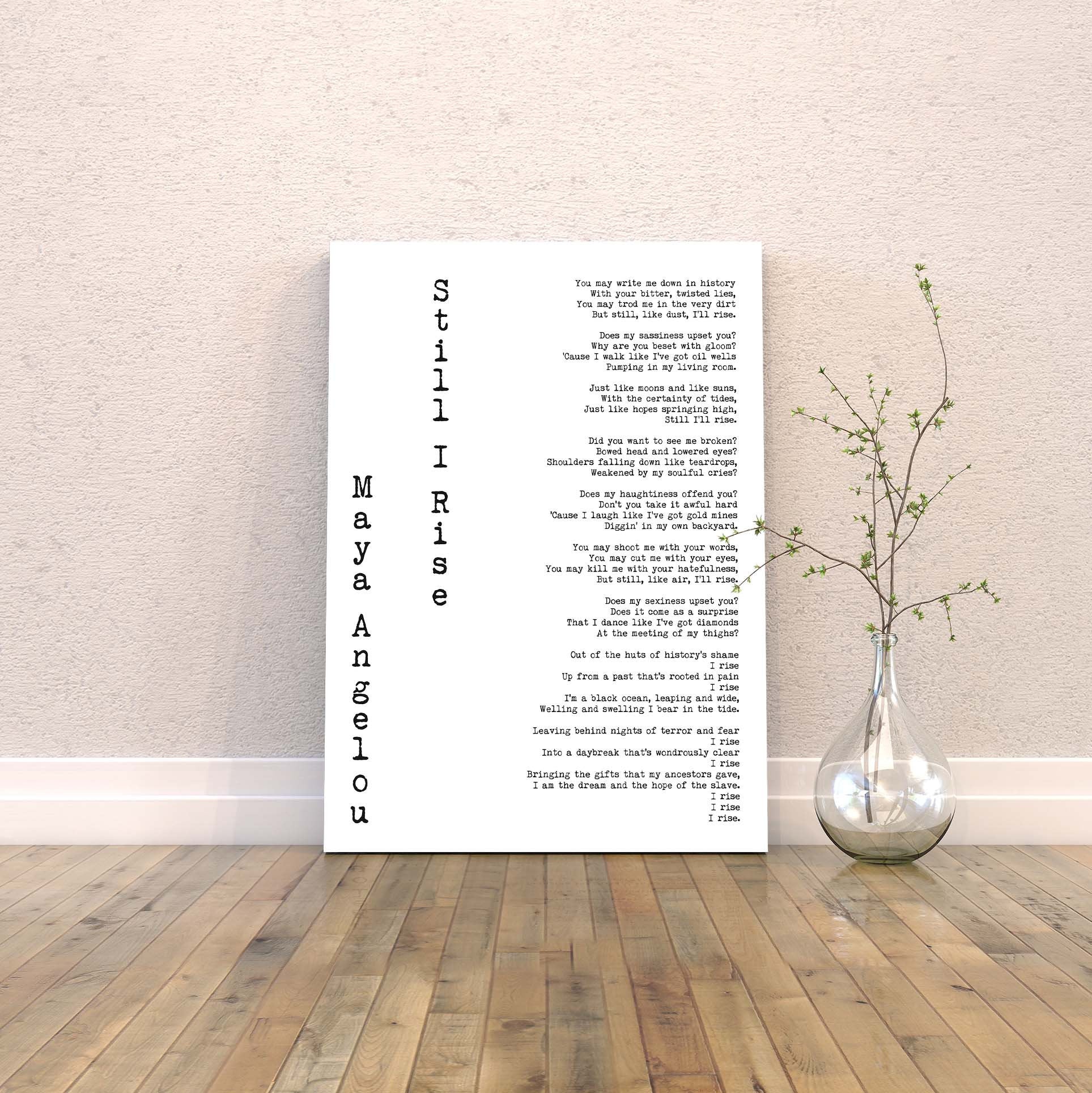 Still I Rise Canvas Art Print Maya Angelou - BookQuoteDecor
