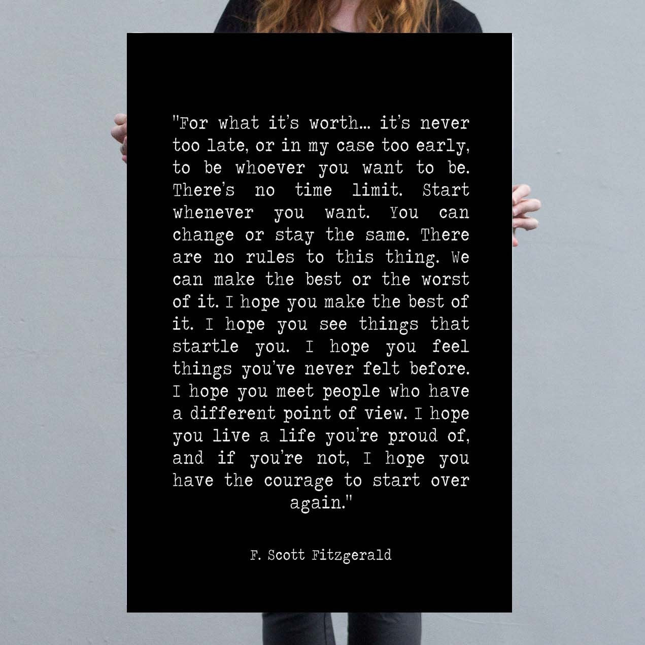 For What It's Worth Canvas Art Print F Scott Fitzgerald - BookQuoteDecor