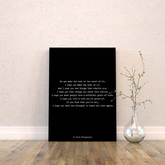 F Scott Fitzgerald Quote Canvas Art Print - BookQuoteDecor